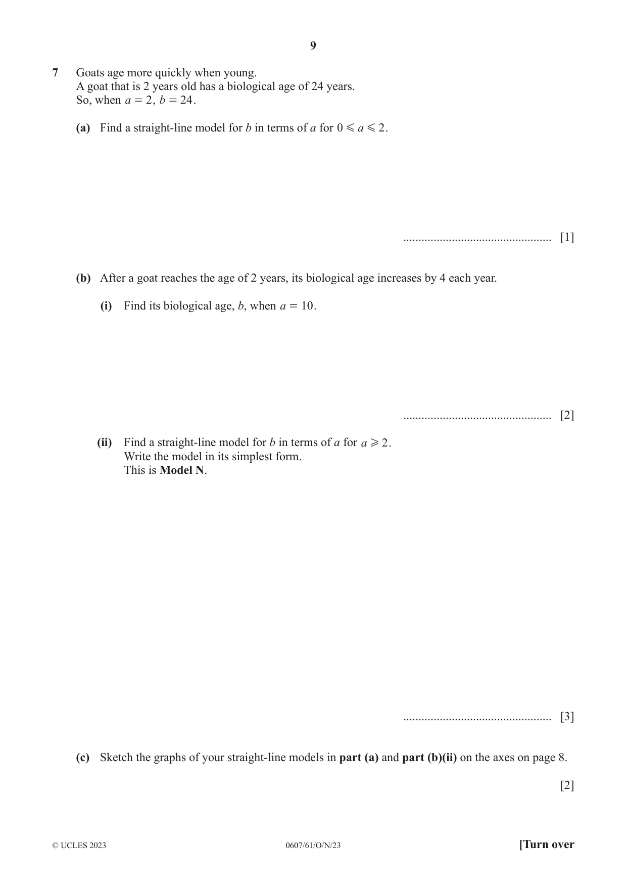 Cambridge IGCSE Mathematics - International 0607 2023 Oct/Nov Paper 6 · Variant 1 question paper, page 9 of 12