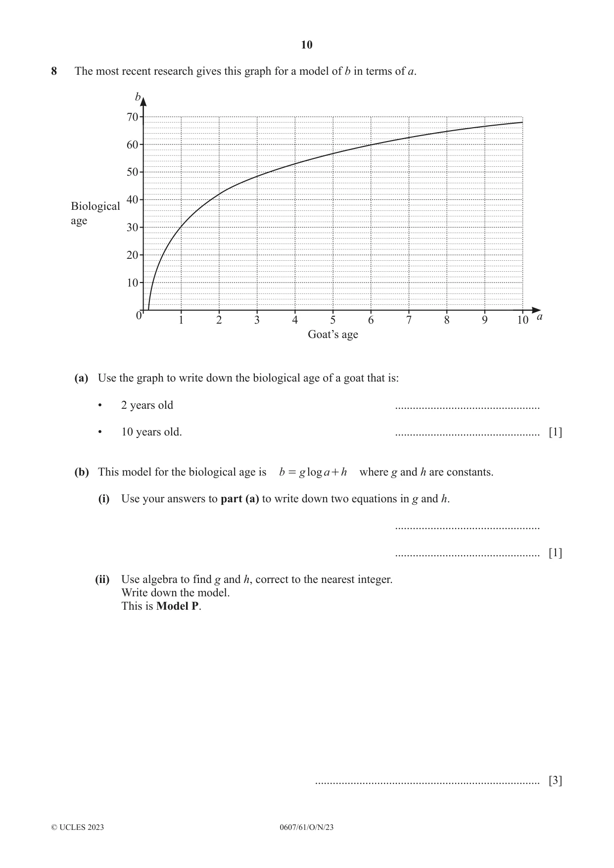 Cambridge IGCSE Mathematics - International 0607 2023 Oct/Nov Paper 6 · Variant 1 question paper, page 10 of 12