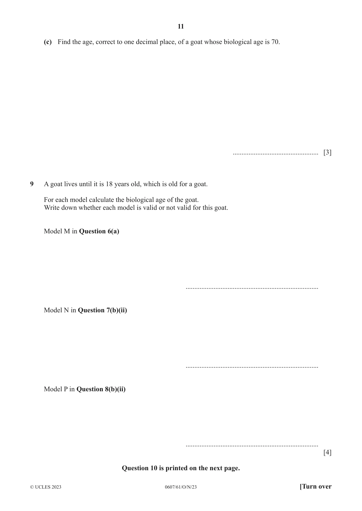 Cambridge IGCSE Mathematics - International 0607 2023 Oct/Nov Paper 6 · Variant 1 question paper, page 11 of 12