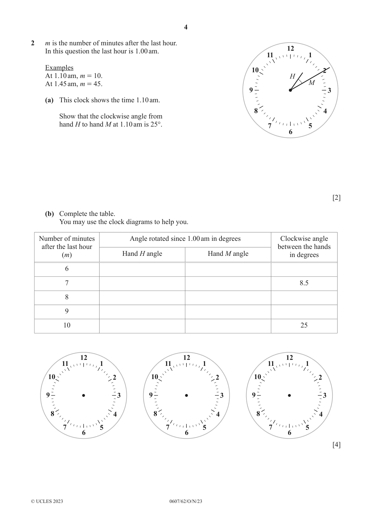 Cambridge IGCSE Mathematics - International 0607 2023 Oct/Nov Paper 6 · Variant 2 question paper, page 4 of 16