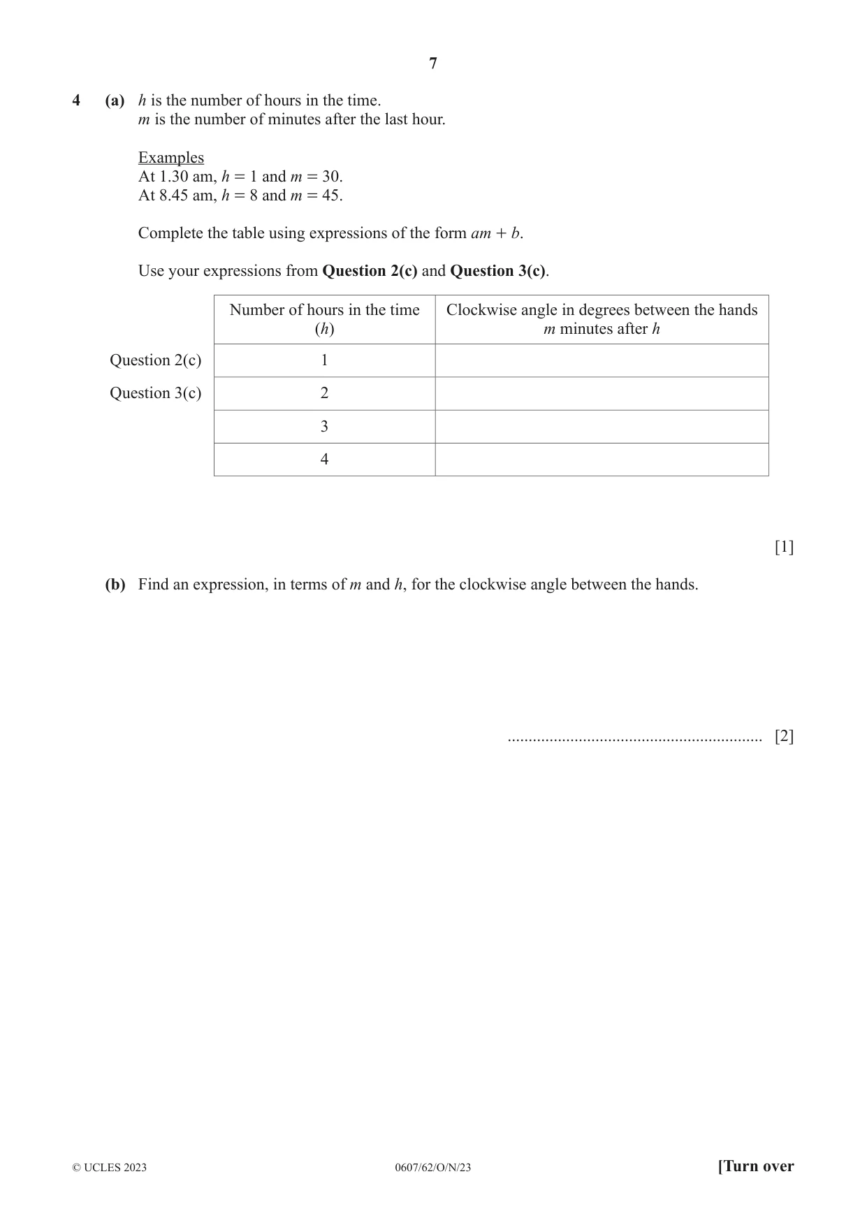Cambridge IGCSE Mathematics - International 0607 2023 Oct/Nov Paper 6 · Variant 2 question paper, page 7 of 16