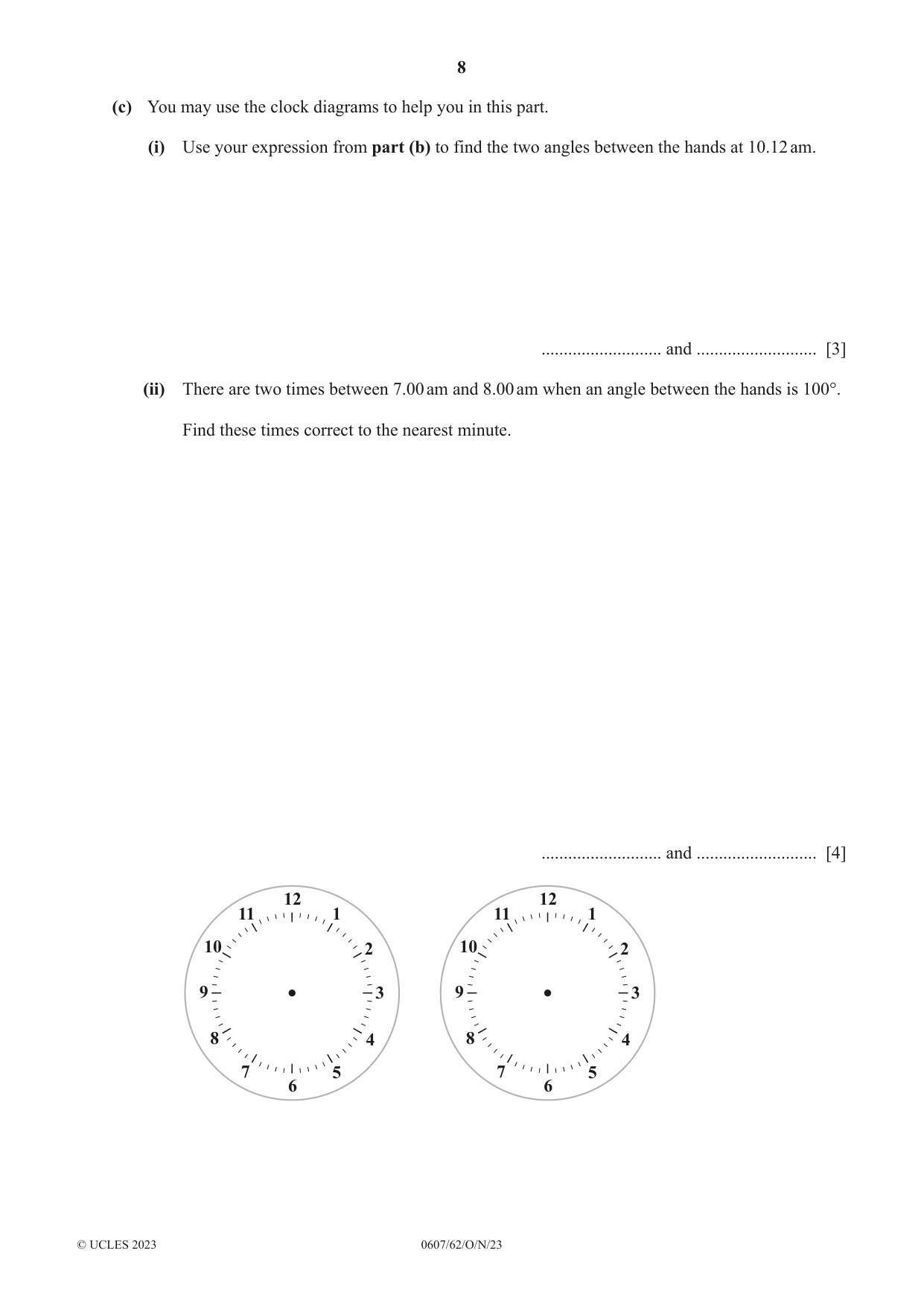 Cambridge IGCSE Mathematics - International 0607 2023 Oct/Nov Paper 6 · Variant 2 question paper, page 8 of 16