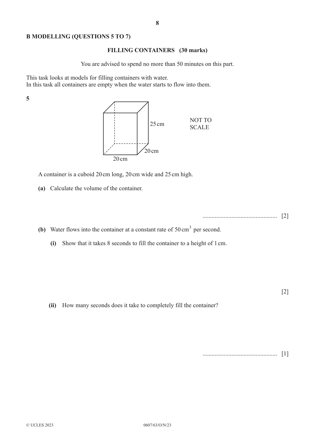 Cambridge IGCSE Mathematics - International 0607 2023 Oct/Nov Paper 6 · Variant 3 question paper, page 8 of 16
