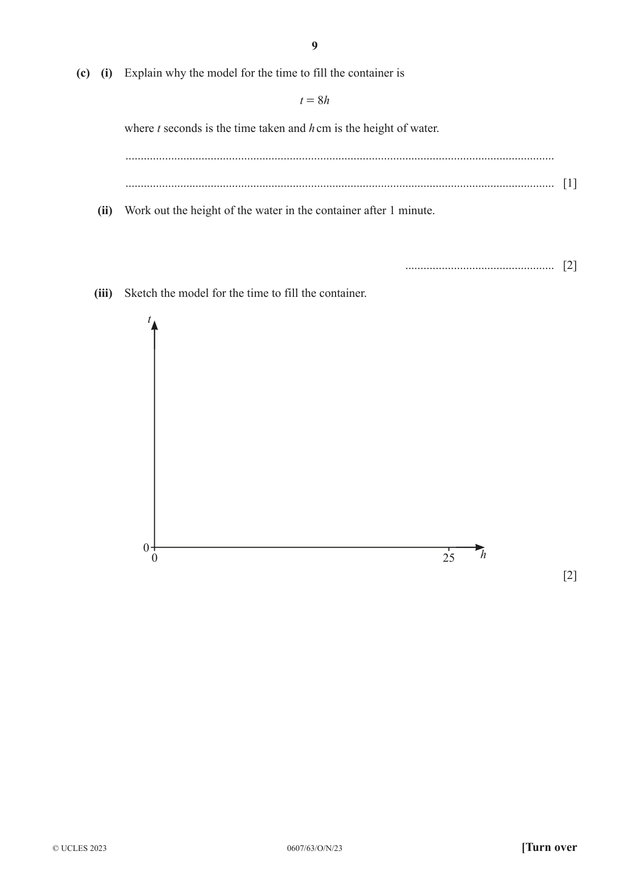 Cambridge IGCSE Mathematics - International 0607 2023 Oct/Nov Paper 6 · Variant 3 question paper, page 9 of 16