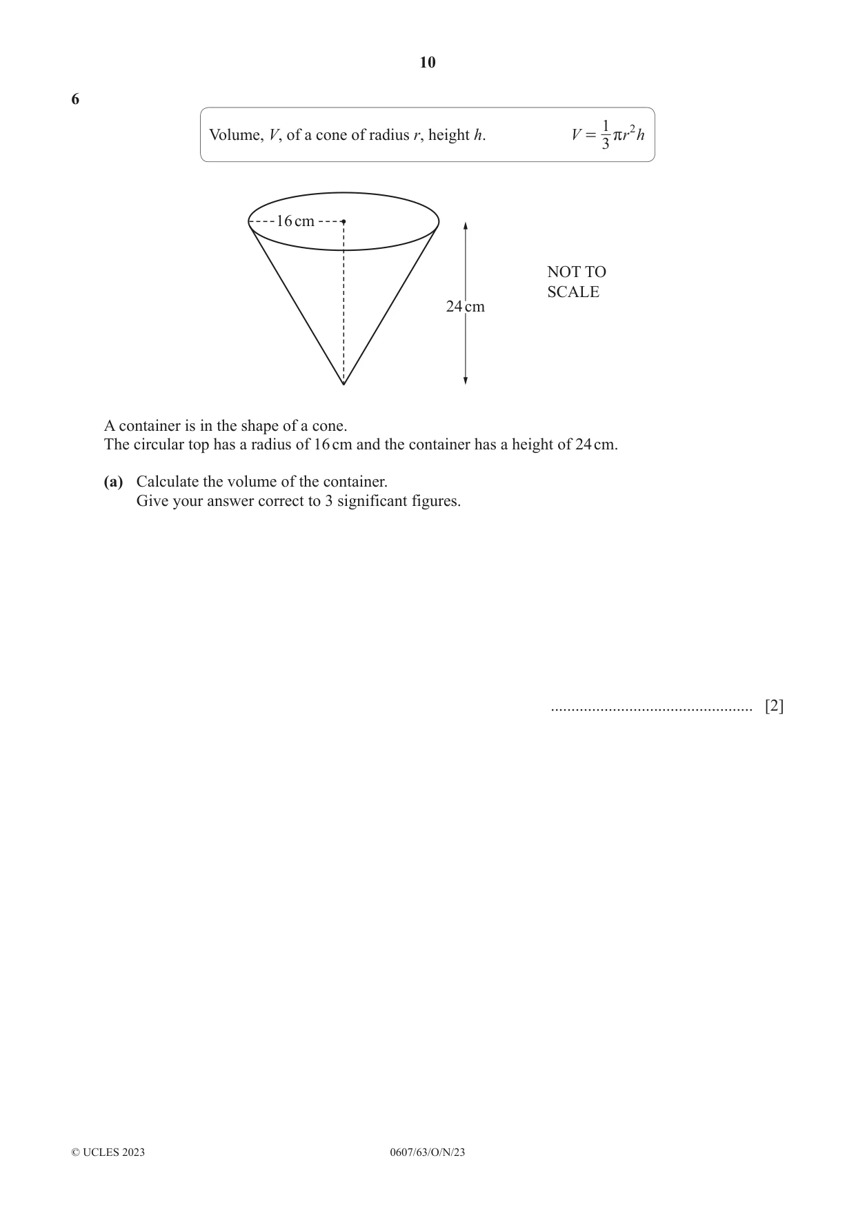 Cambridge IGCSE Mathematics - International 0607 2023 Oct/Nov Paper 6 · Variant 3 question paper, page 10 of 16