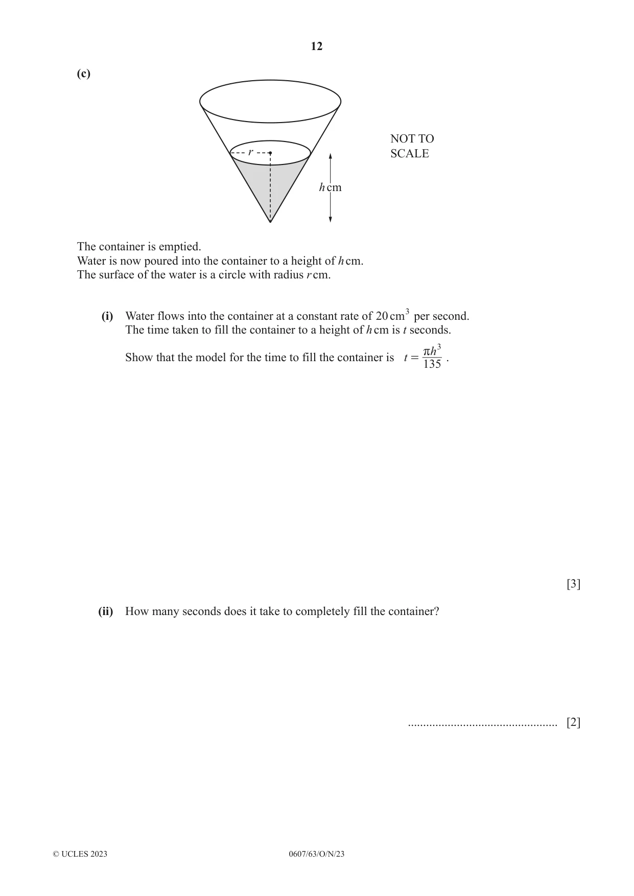 Cambridge IGCSE Mathematics - International 0607 2023 Oct/Nov Paper 6 · Variant 3 question paper, page 12 of 16