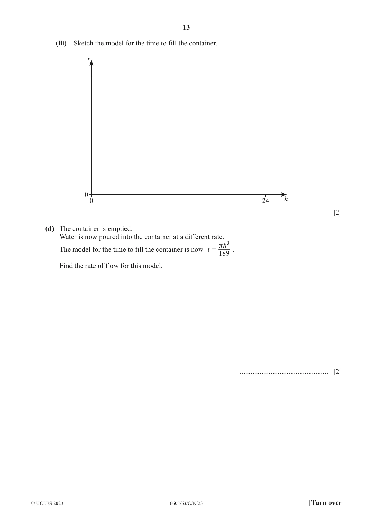 Cambridge IGCSE Mathematics - International 0607 2023 Oct/Nov Paper 6 · Variant 3 question paper, page 13 of 16