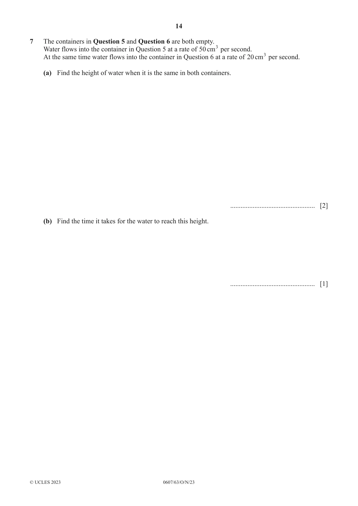 Cambridge IGCSE Mathematics - International 0607 2023 Oct/Nov Paper 6 · Variant 3 question paper, page 14 of 16