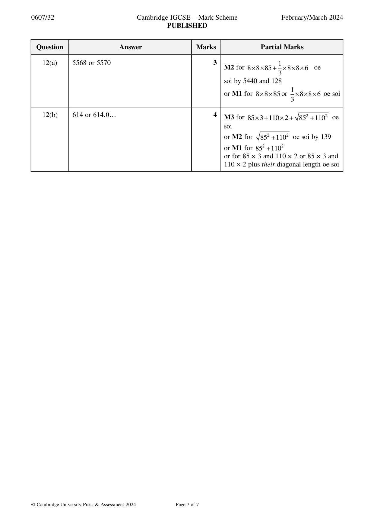Mark scheme, page 7 of 7