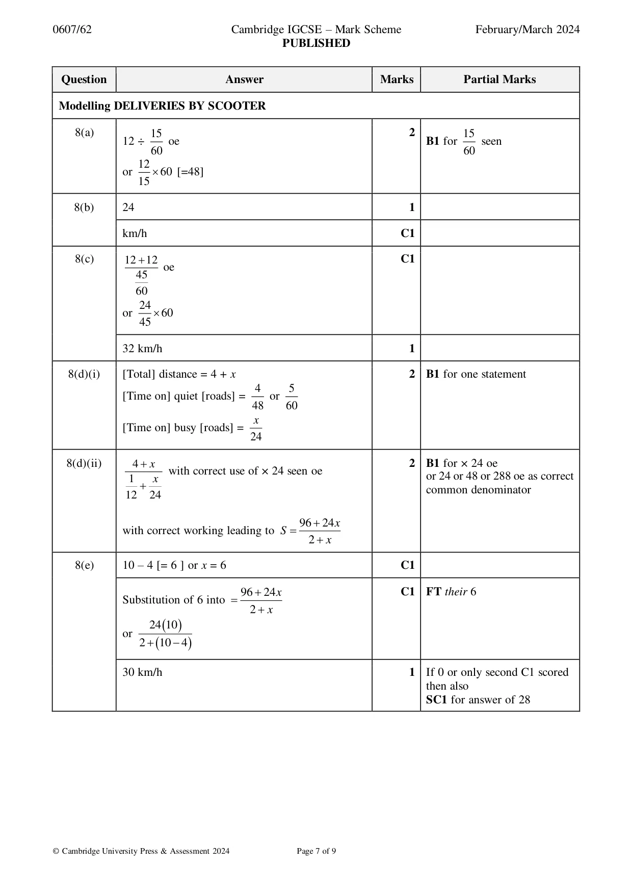 Mark scheme, page 7 of 9