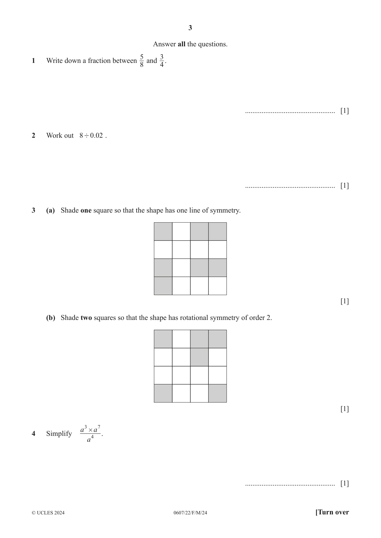 Cambridge IGCSE Mathematics - International 0607 2024 Feb/March Paper 2 · Variant 2 question paper, page 3 of 8