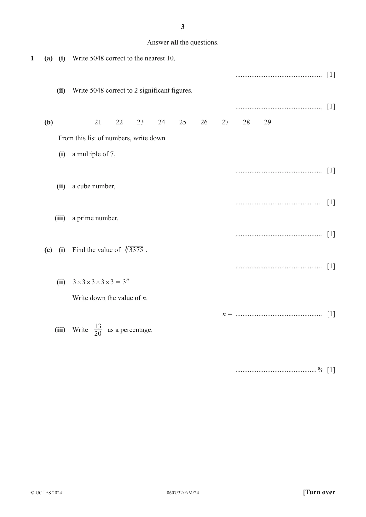 Cambridge IGCSE Mathematics - International 0607 2024 Feb/March Paper 3 · Variant 2 question paper, page 3 of 20