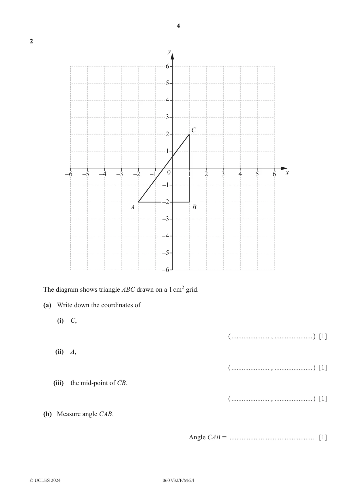 Cambridge IGCSE Mathematics - International 0607 2024 Feb/March Paper 3 · Variant 2 question paper, page 4 of 20