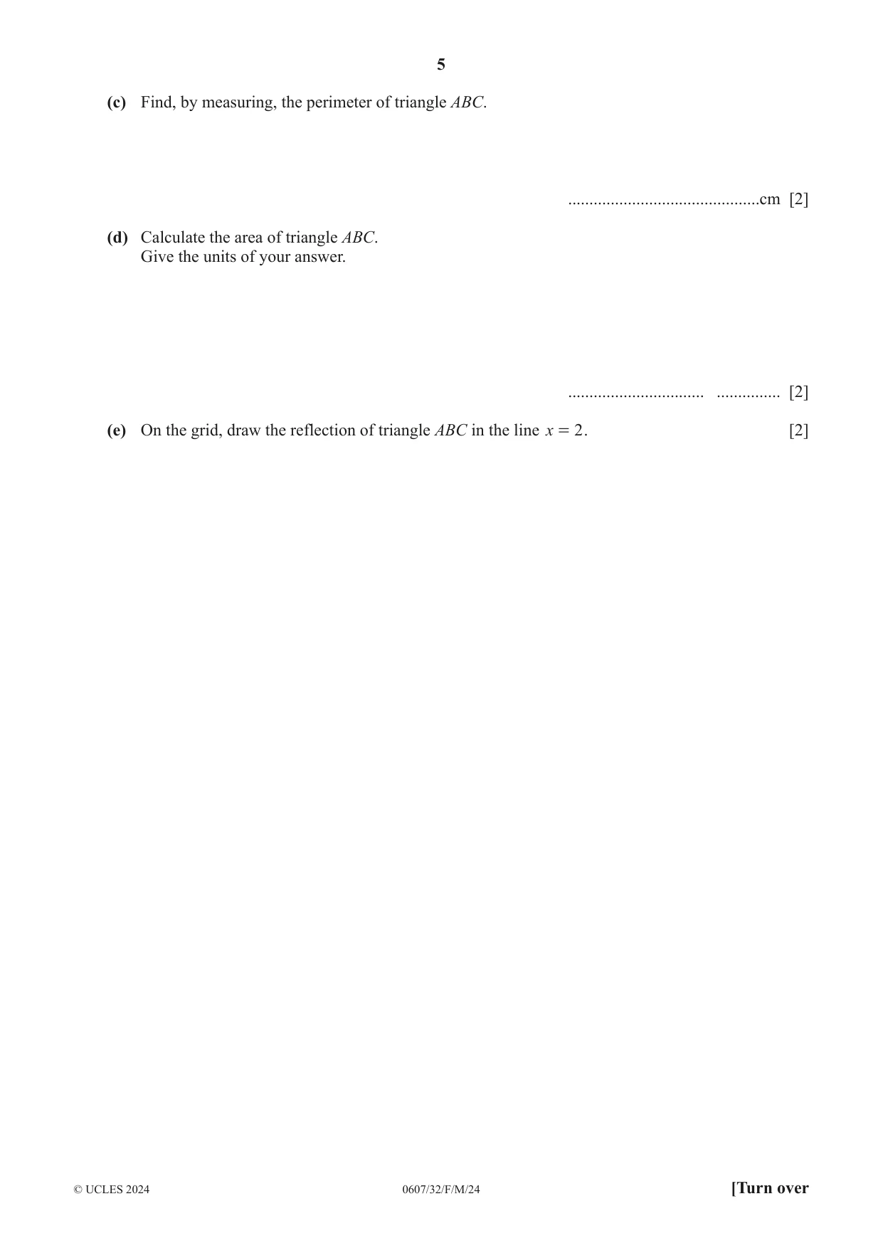 Cambridge IGCSE Mathematics - International 0607 2024 Feb/March Paper 3 · Variant 2 question paper, page 5 of 20