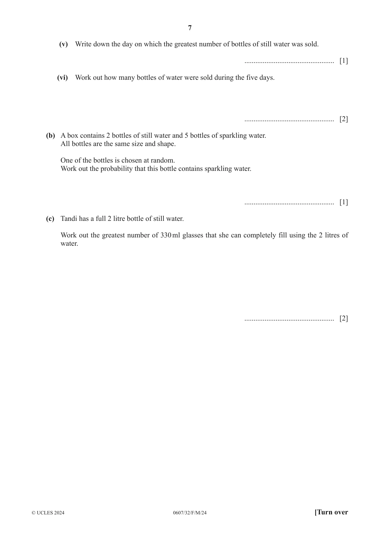 Cambridge IGCSE Mathematics - International 0607 2024 Feb/March Paper 3 · Variant 2 question paper, page 7 of 20