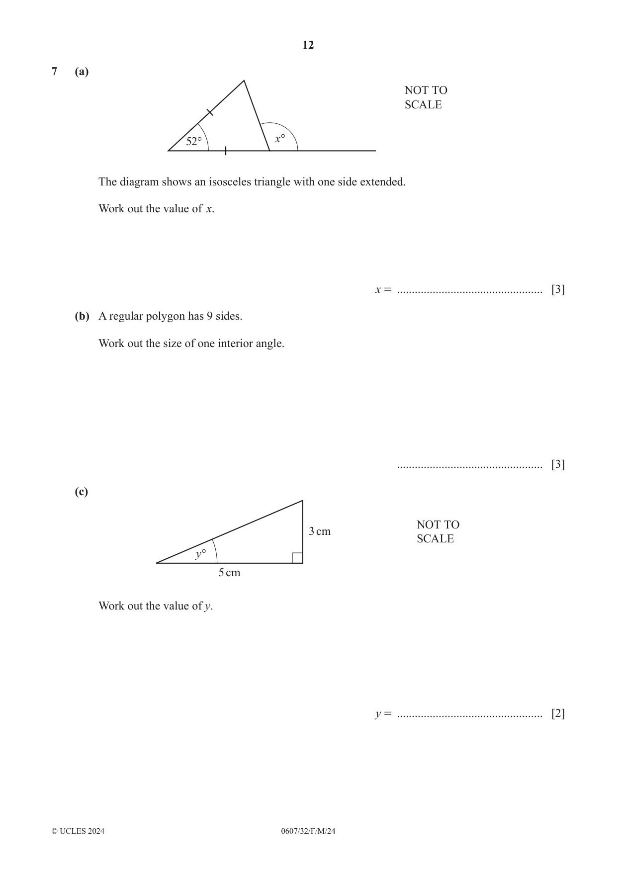 Cambridge IGCSE Mathematics - International 0607 2024 Feb/March Paper 3 · Variant 2 question paper, page 12 of 20