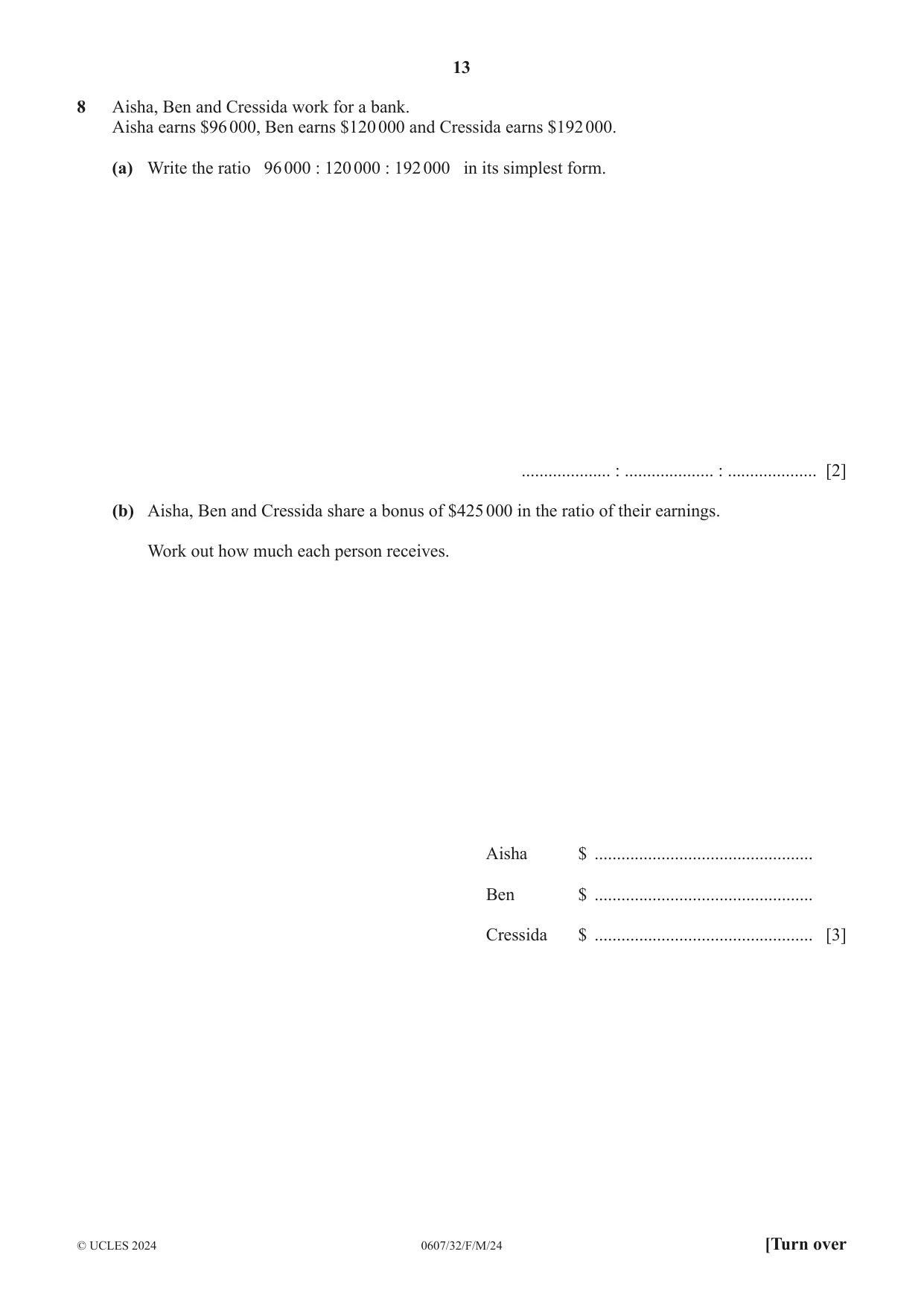 Cambridge IGCSE Mathematics - International 0607 2024 Feb/March Paper 3 · Variant 2 question paper, page 13 of 20