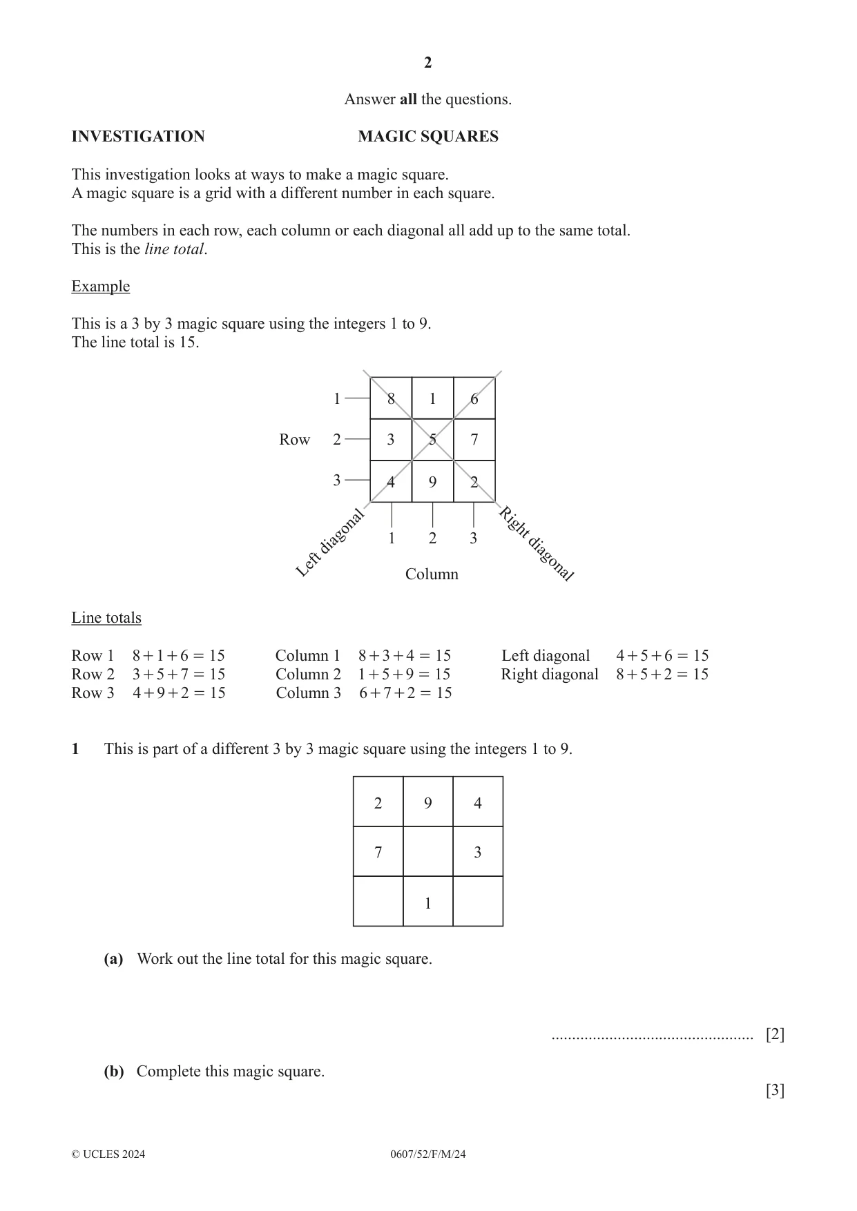 Cambridge IGCSE Mathematics - International 0607 2024 Feb/March Paper 5 · Variant 2 question paper, page 2 of 8