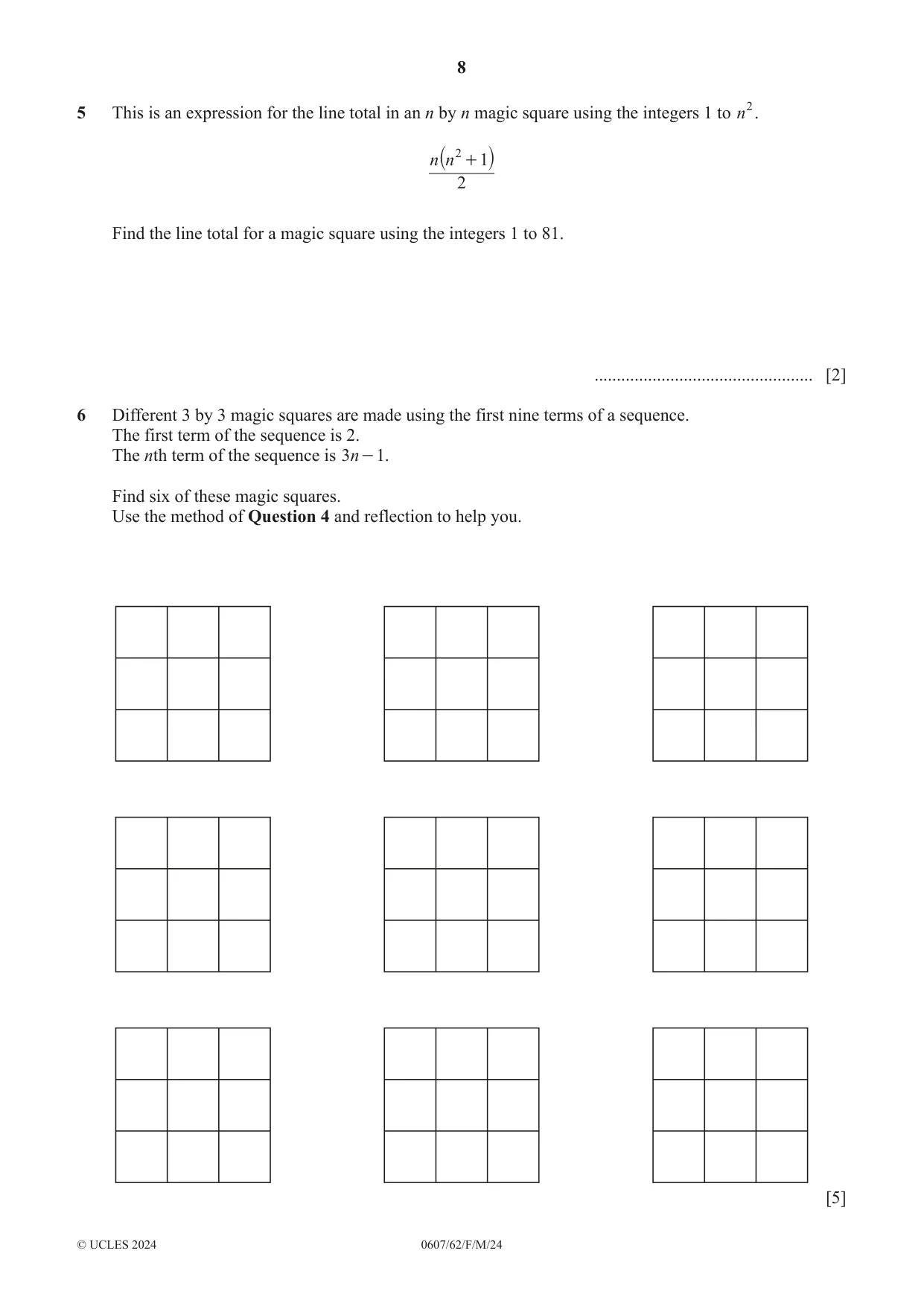 Cambridge IGCSE Mathematics - International 0607 2024 Feb/March Paper 6 · Variant 2 question paper, page 8 of 16