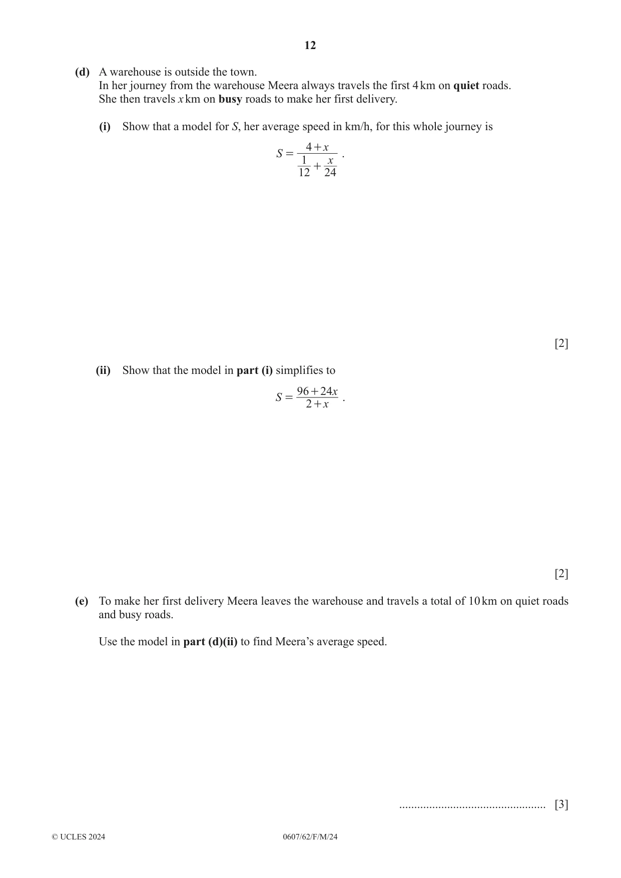 Cambridge IGCSE Mathematics - International 0607 2024 Feb/March Paper 6 · Variant 2 question paper, page 12 of 16