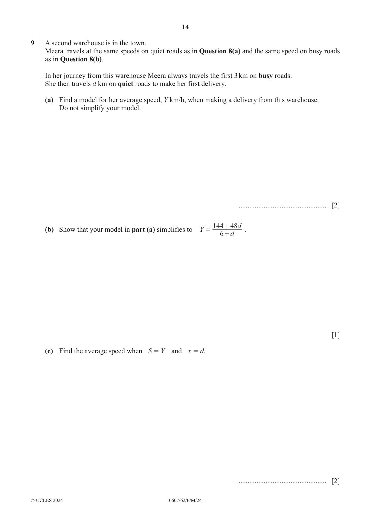 Cambridge IGCSE Mathematics - International 0607 2024 Feb/March Paper 6 · Variant 2 question paper, page 14 of 16