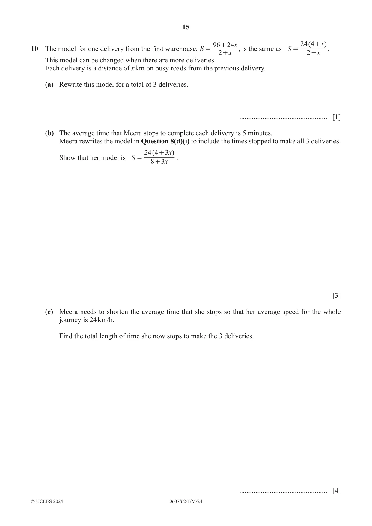Cambridge IGCSE Mathematics - International 0607 2024 Feb/March Paper 6 · Variant 2 question paper, page 15 of 16