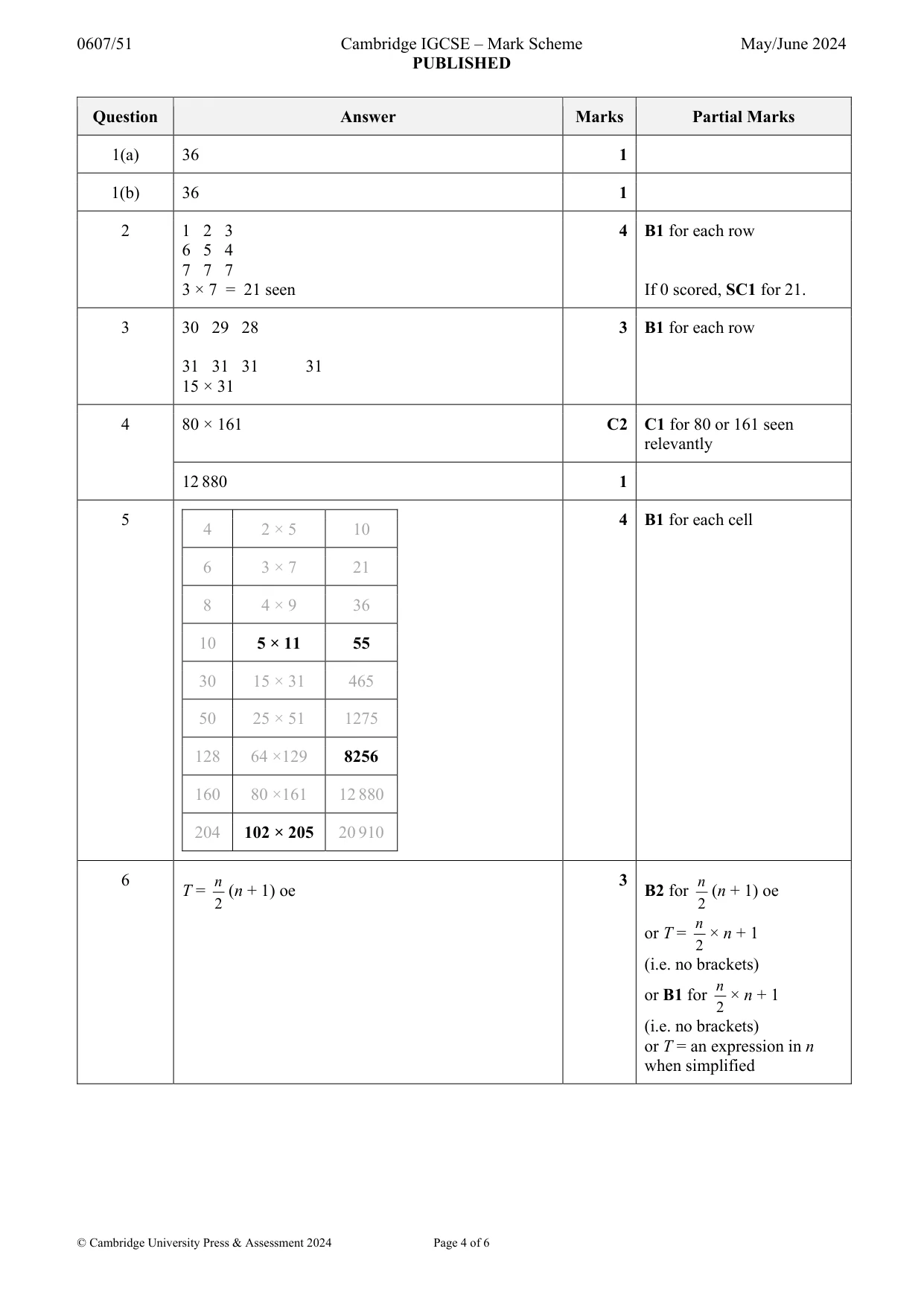 Mark scheme, page 4 of 6