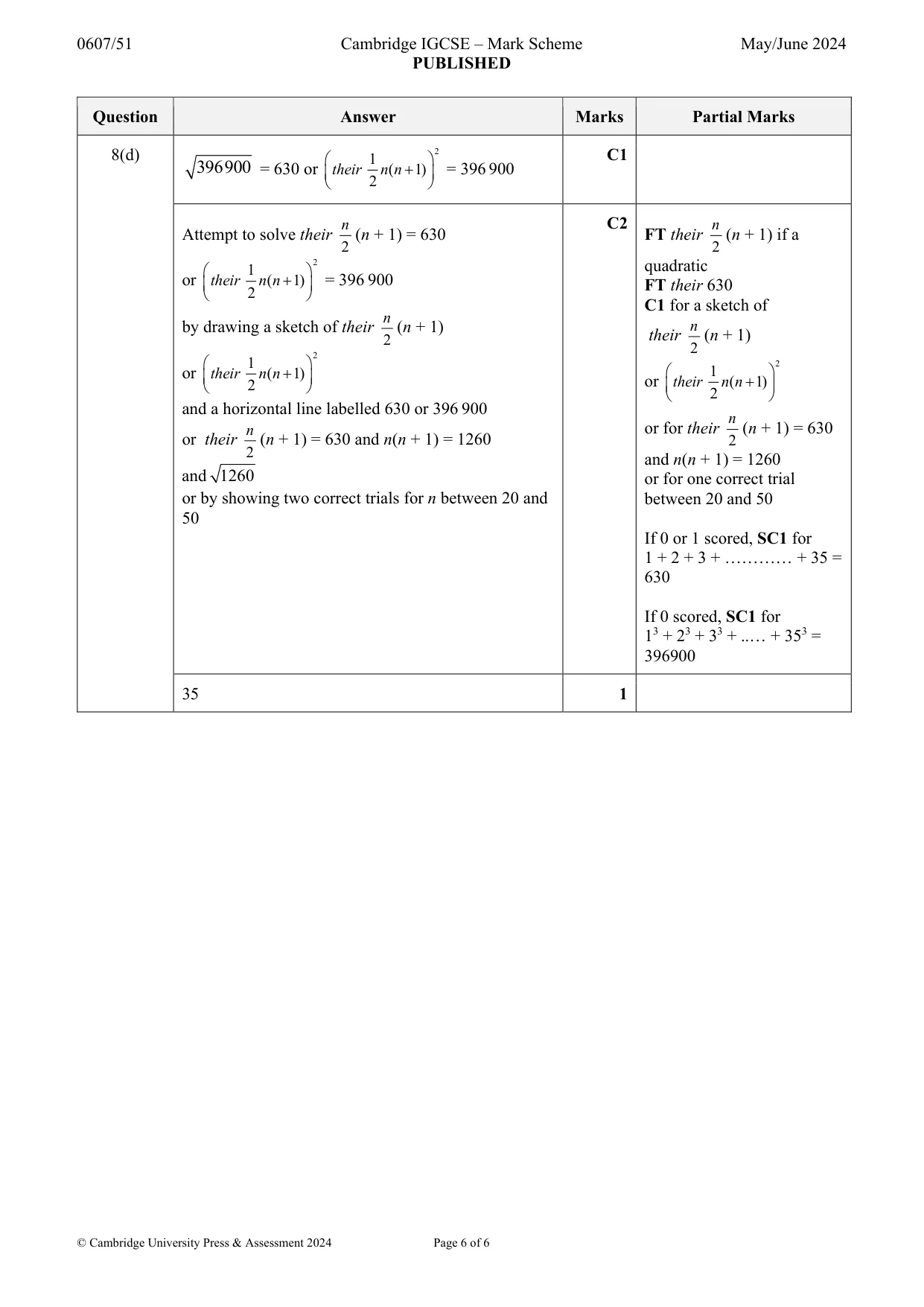 Mark scheme, page 6 of 6