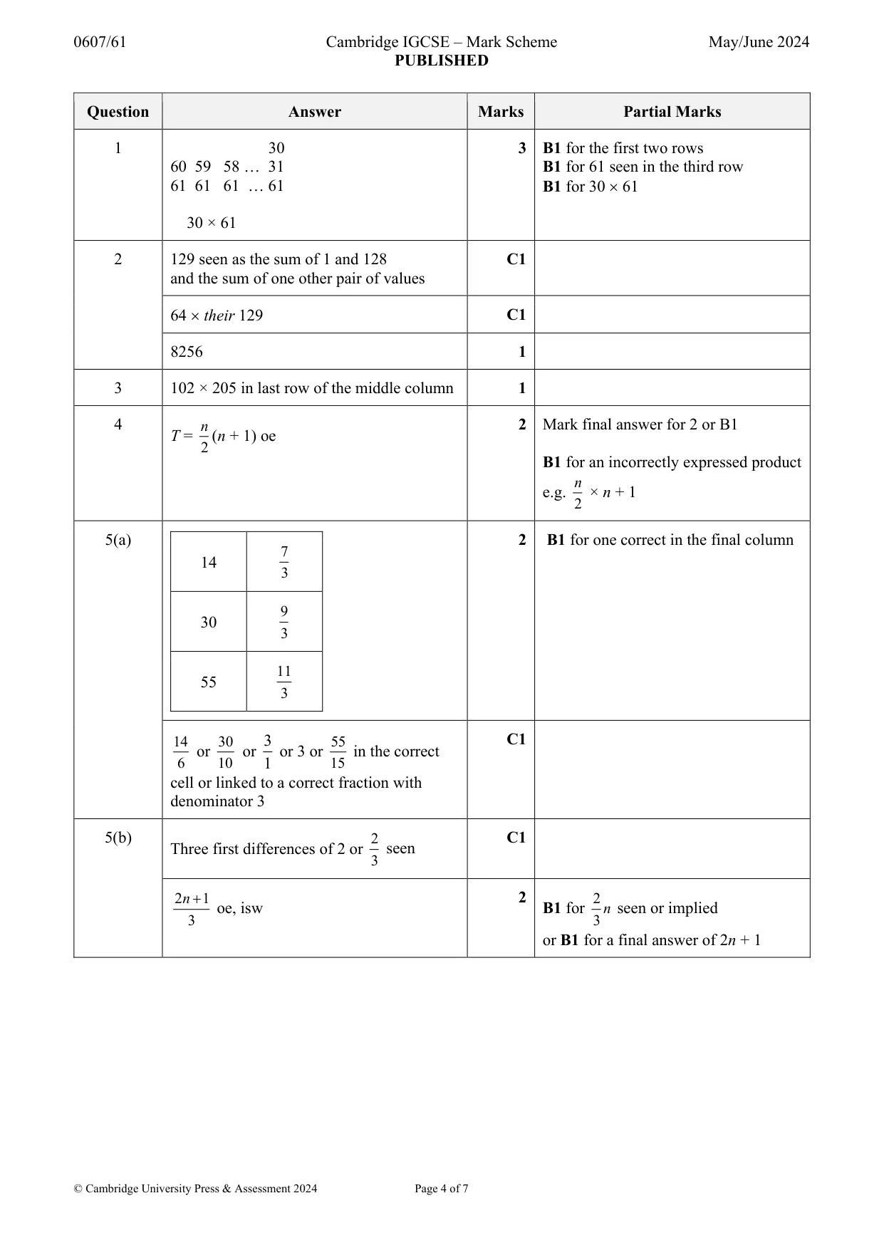 Mark scheme, page 4 of 7