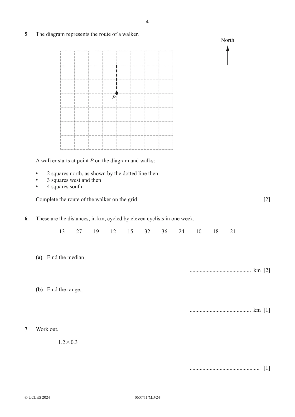 Cambridge IGCSE Mathematics - International 0607 2024 May/June Paper 1 · Variant 1 question paper, page 4 of 8