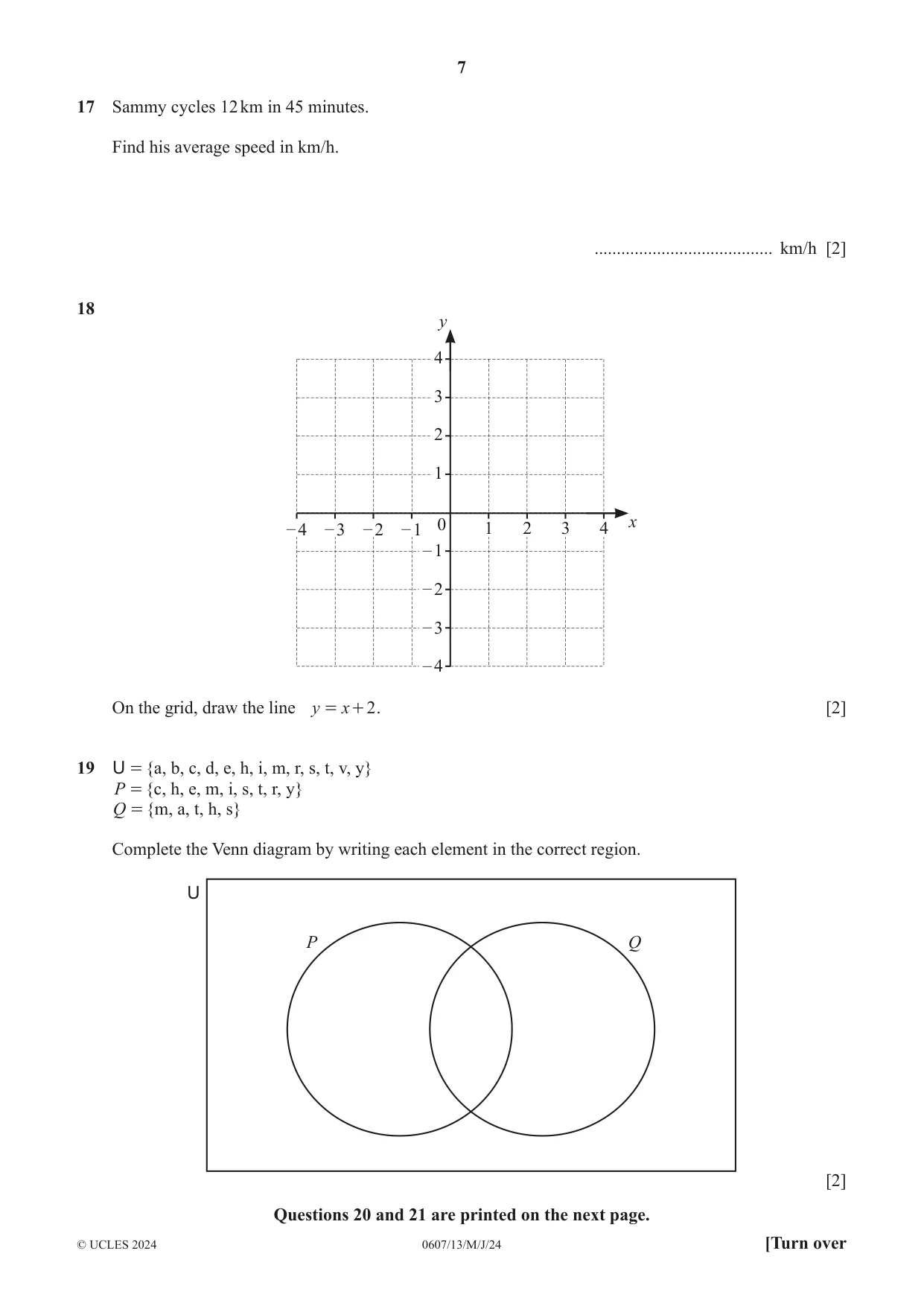 Cambridge IGCSE Mathematics - International 0607 2024 May/June Paper 1 · Variant 3 question paper, page 7 of 8