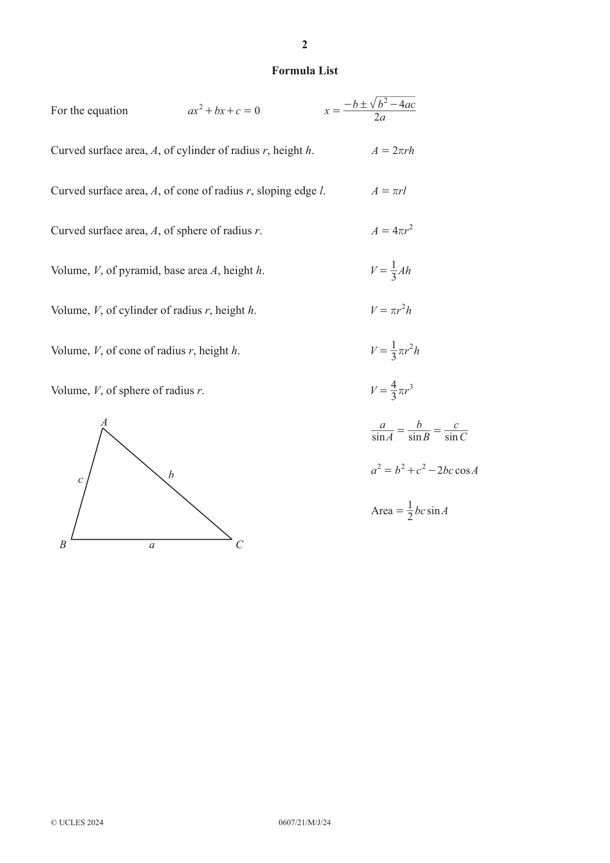 Cambridge IGCSE Mathematics - International 0607 2024 May/June Paper 2 · Variant 1 question paper, page 2 of 8
