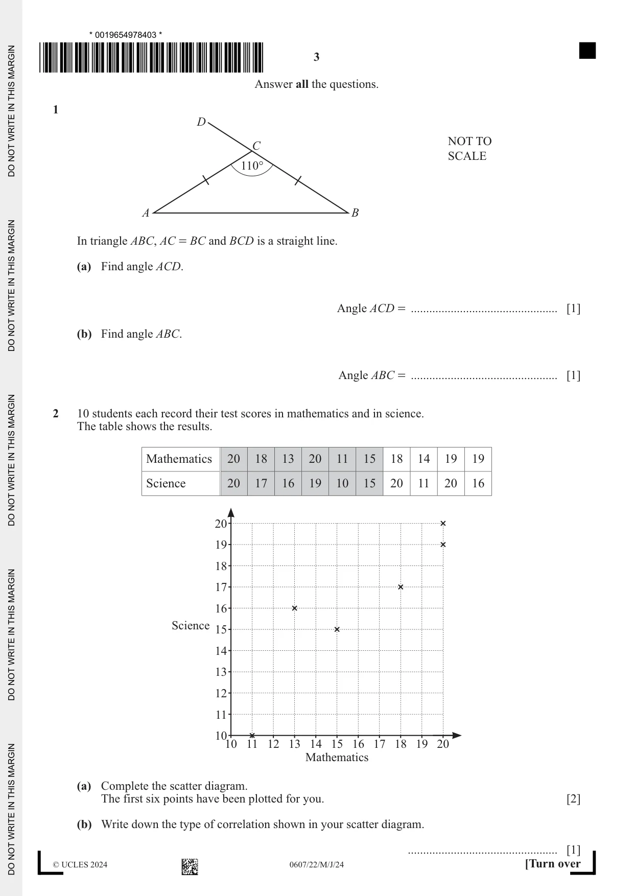 Cambridge IGCSE Mathematics - International 0607 2024 May/June Paper 2 · Variant 2 question paper, page 3 of 12