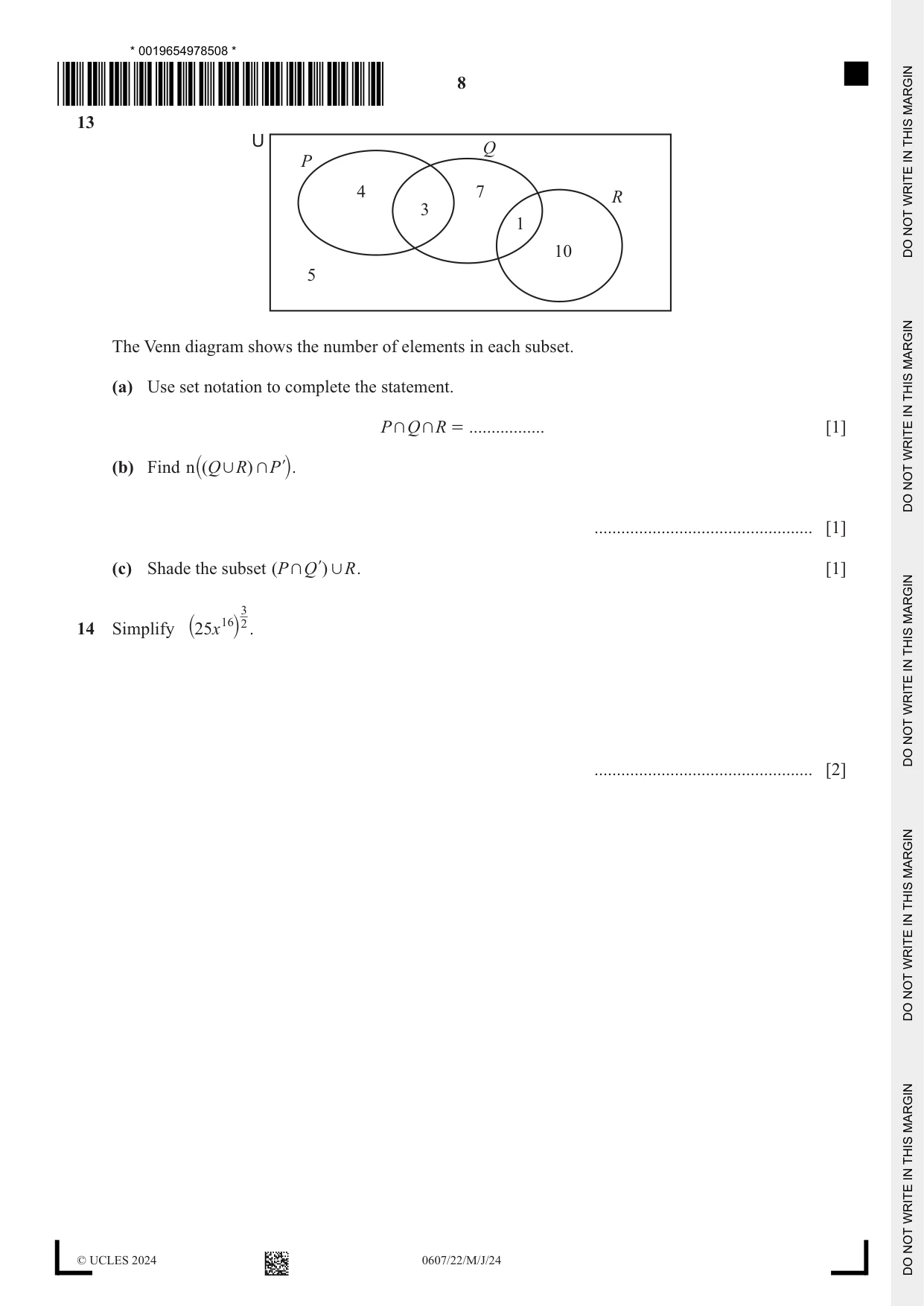 Cambridge IGCSE Mathematics - International 0607 2024 May/June Paper 2 · Variant 2 question paper, page 8 of 12