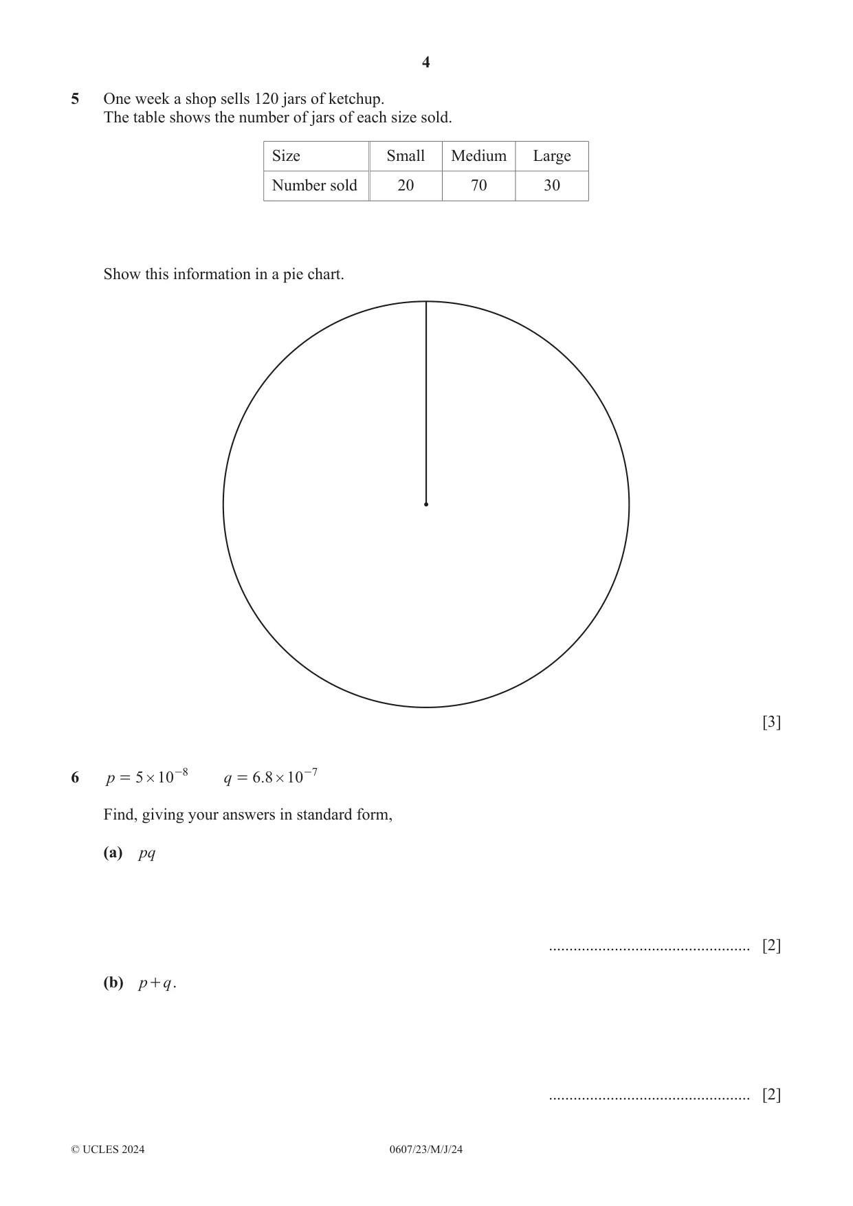 Cambridge IGCSE Mathematics - International 0607 2024 May/June Paper 2 · Variant 3 question paper, page 4 of 8