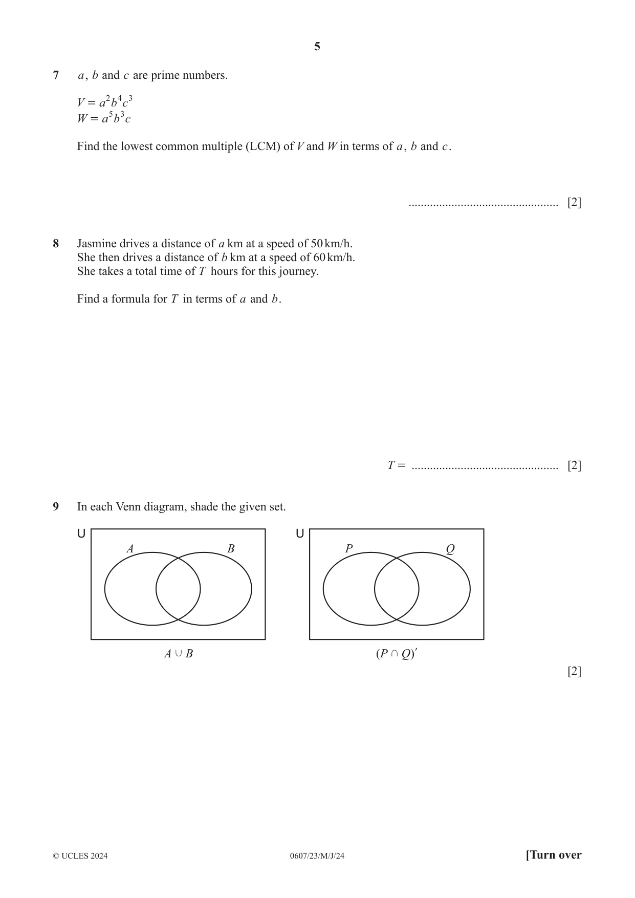 Cambridge IGCSE Mathematics - International 0607 2024 May/June Paper 2 · Variant 3 question paper, page 5 of 8