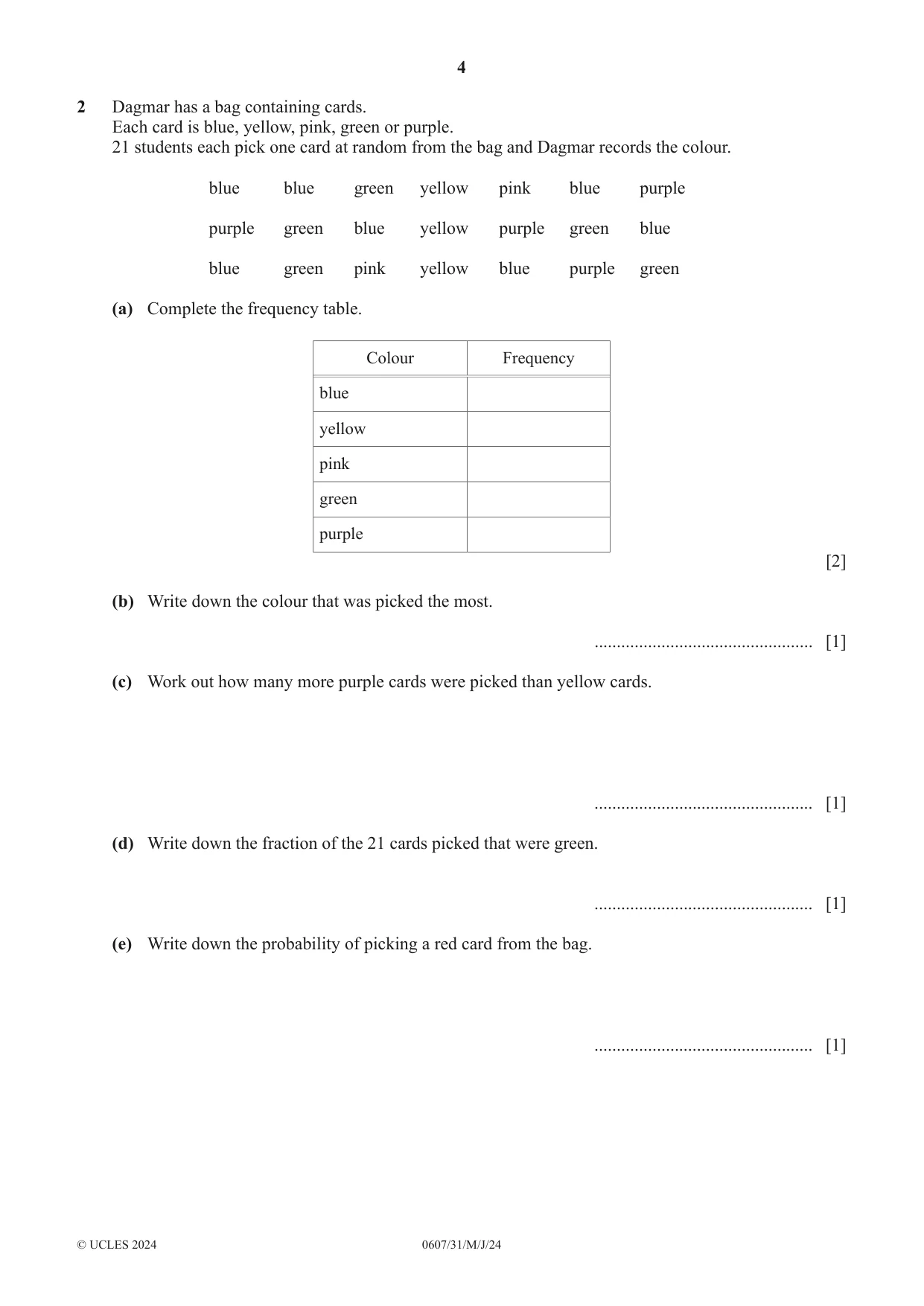 Cambridge IGCSE Mathematics - International 0607 2024 May/June Paper 3 · Variant 1 question paper, page 4 of 20