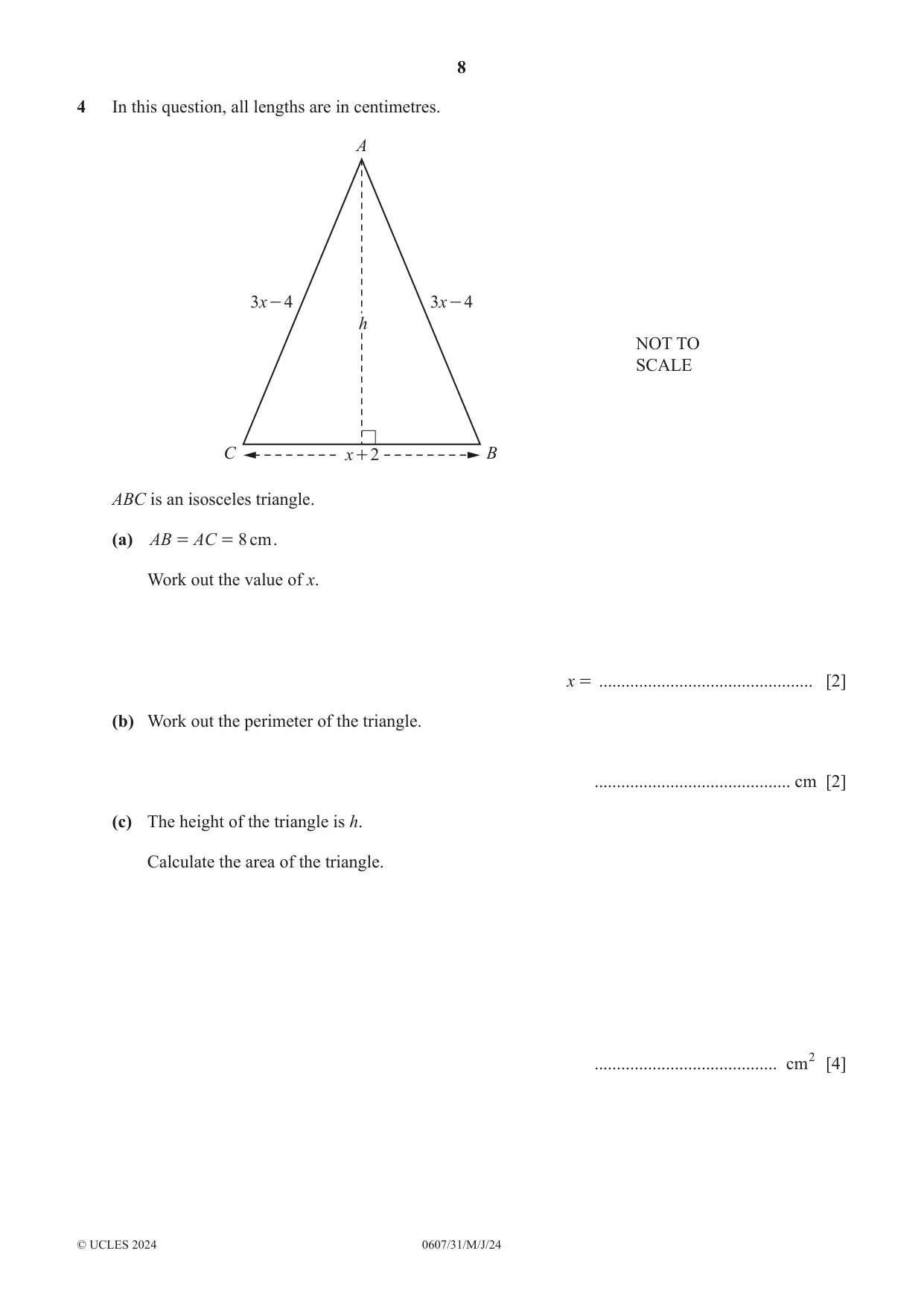 Cambridge IGCSE Mathematics - International 0607 2024 May/June Paper 3 · Variant 1 question paper, page 8 of 20