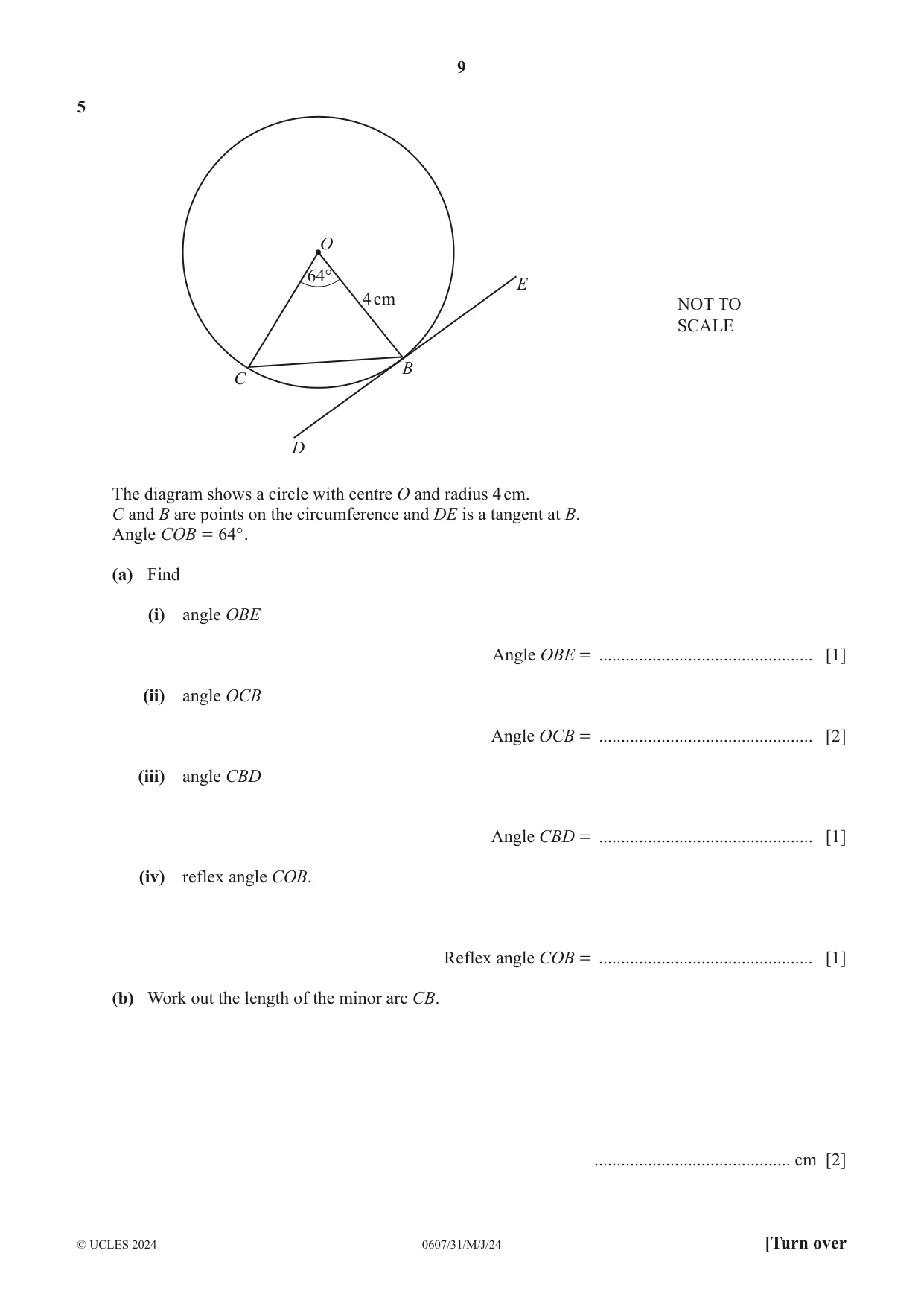 Cambridge IGCSE Mathematics - International 0607 2024 May/June Paper 3 · Variant 1 question paper, page 9 of 20