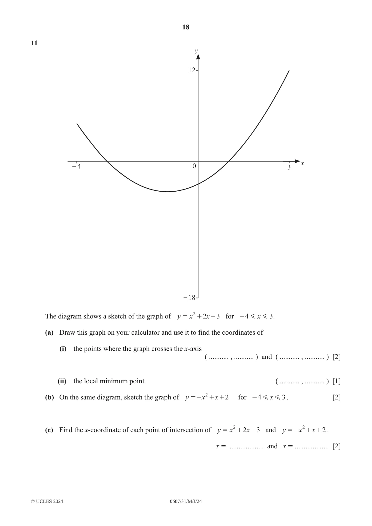 Cambridge IGCSE Mathematics - International 0607 2024 May/June Paper 3 · Variant 1 question paper, page 18 of 20