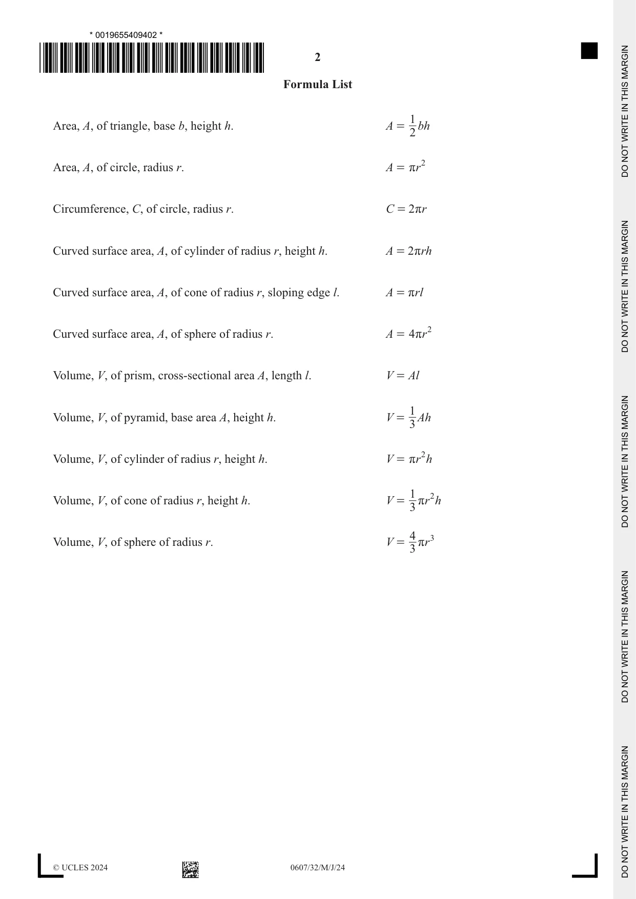 Cambridge IGCSE Mathematics - International 0607 2024 May/June Paper 3 · Variant 2 question paper, page 2 of 16