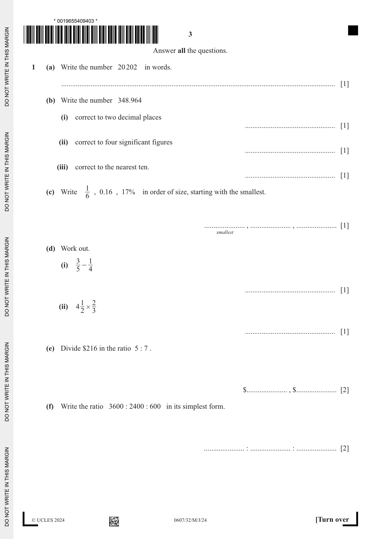 Cambridge IGCSE Mathematics - International 0607 2024 May/June Paper 3 · Variant 2 question paper, page 3 of 16