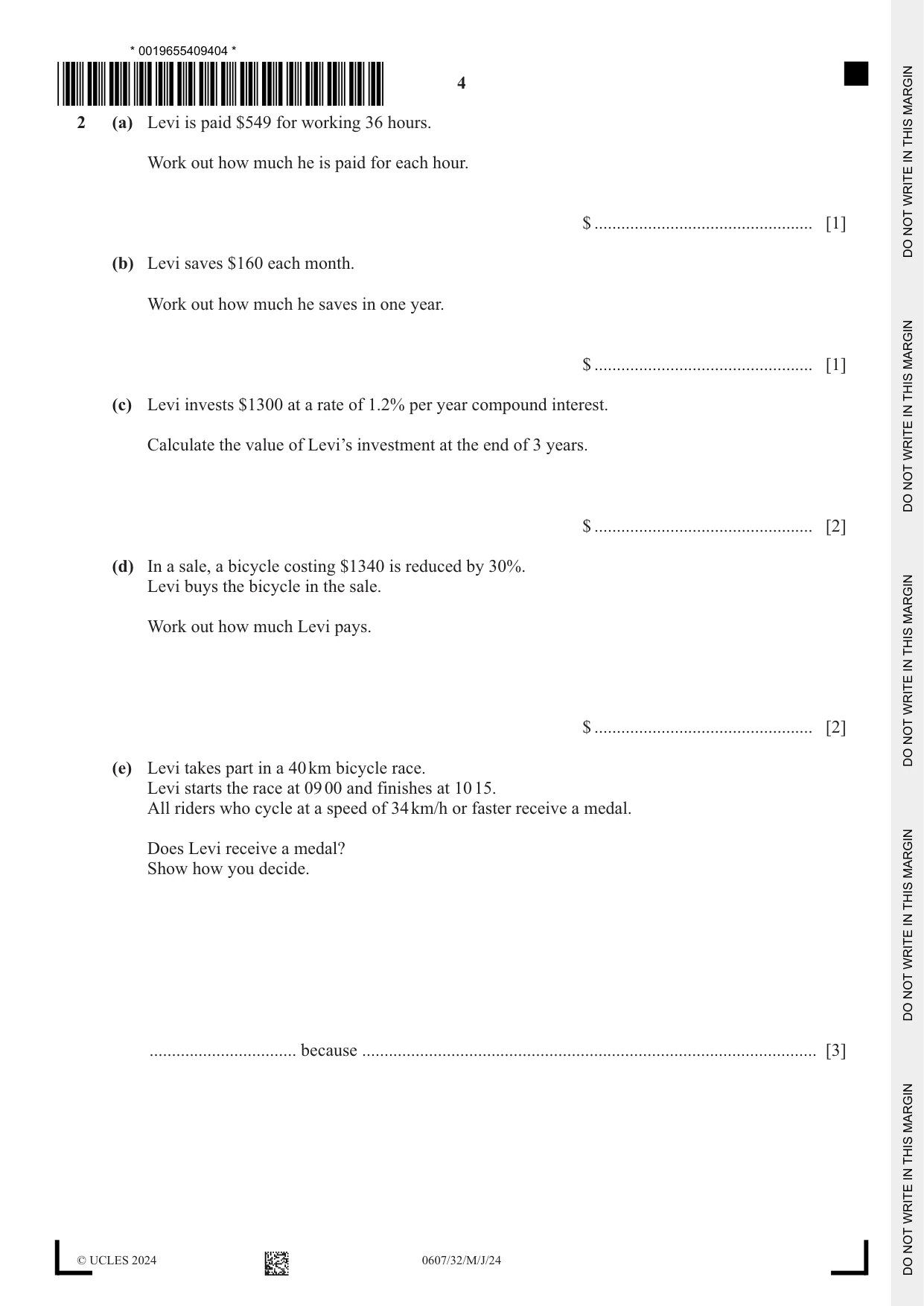 Cambridge IGCSE Mathematics - International 0607 2024 May/June Paper 3 · Variant 2 question paper, page 4 of 16