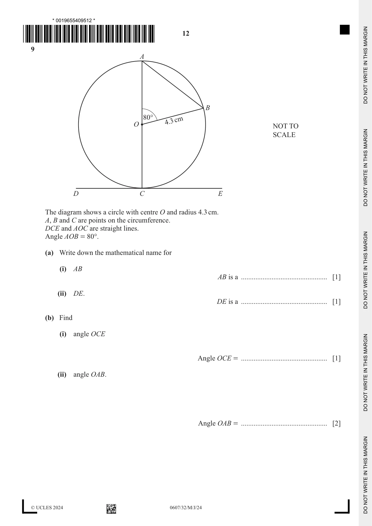 Cambridge IGCSE Mathematics - International 0607 2024 May/June Paper 3 · Variant 2 question paper, page 12 of 16