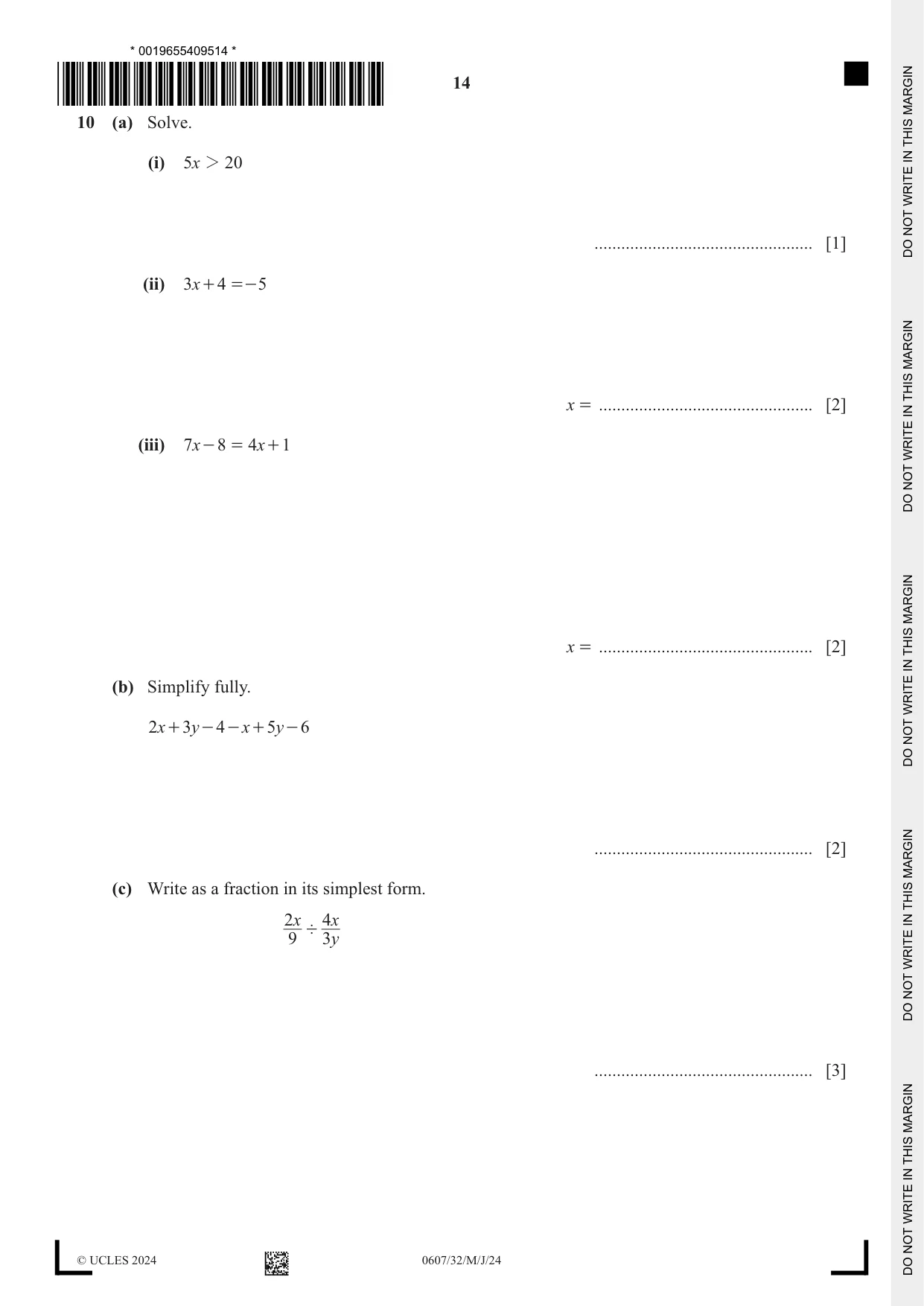 Cambridge IGCSE Mathematics - International 0607 2024 May/June Paper 3 · Variant 2 question paper, page 14 of 16