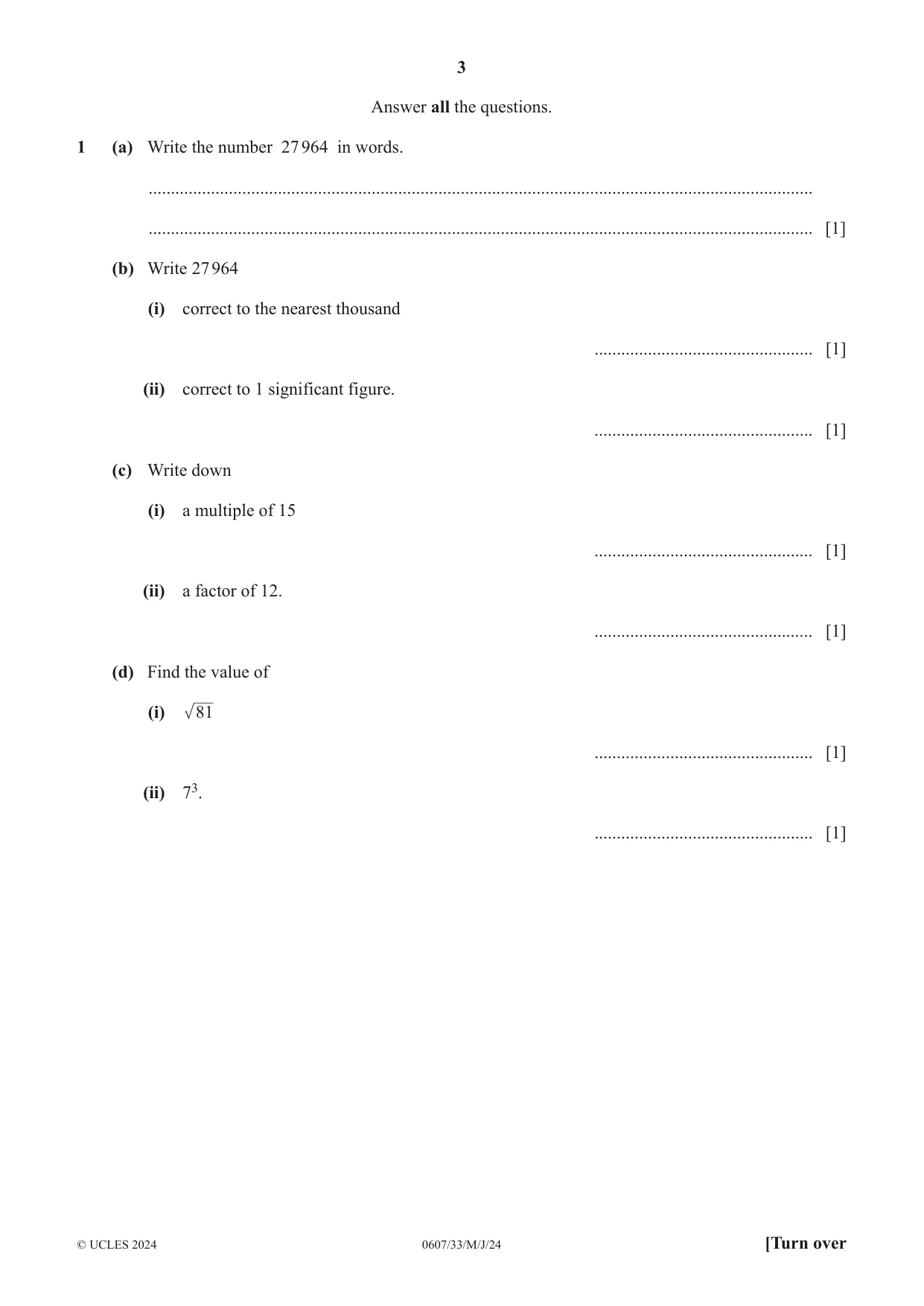 Cambridge IGCSE Mathematics - International 0607 2024 May/June Paper 3 · Variant 3 question paper, page 3 of 20