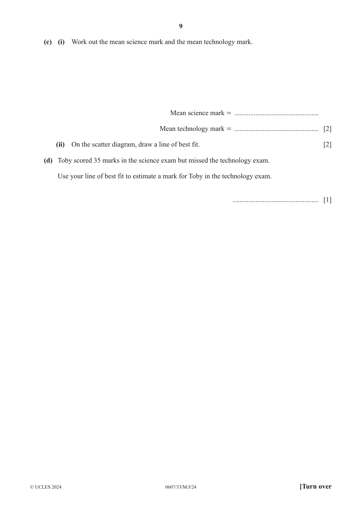 Cambridge IGCSE Mathematics - International 0607 2024 May/June Paper 3 · Variant 3 question paper, page 9 of 20