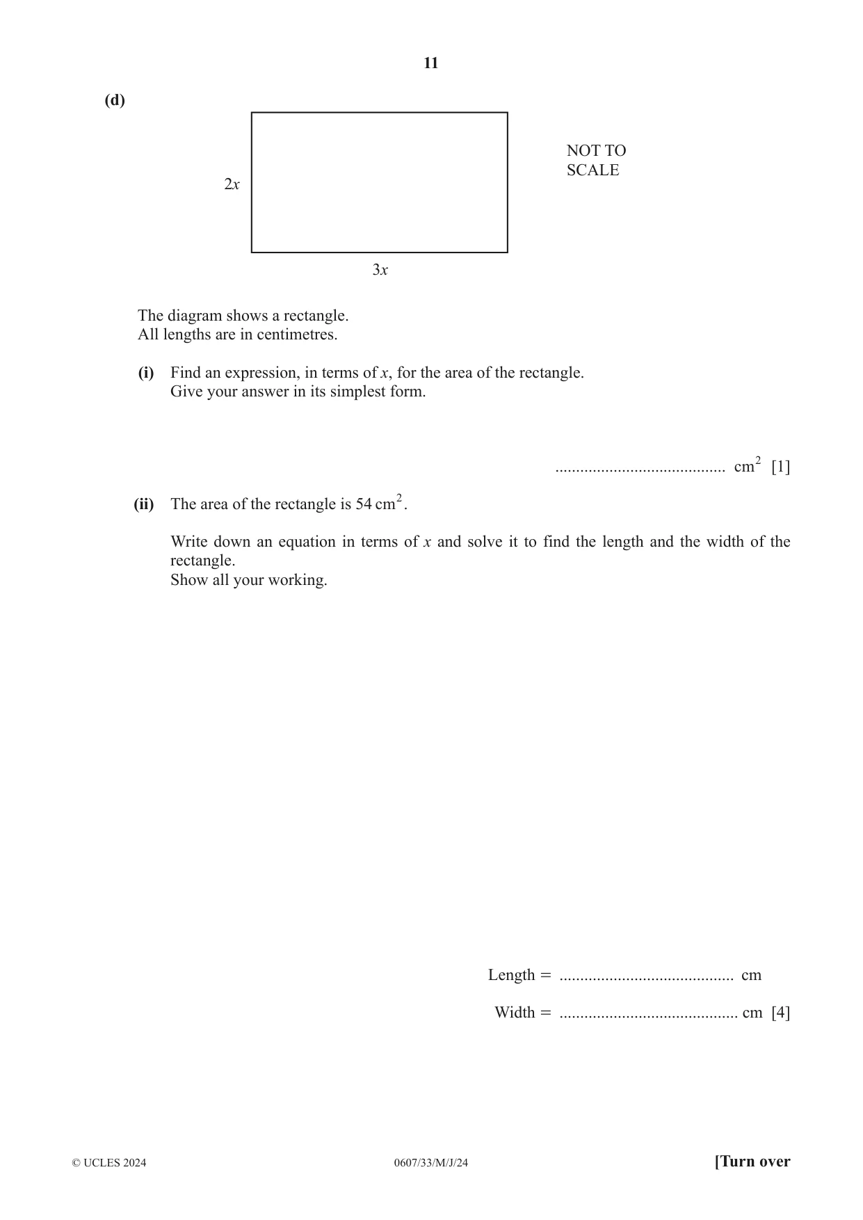 Cambridge IGCSE Mathematics - International 0607 2024 May/June Paper 3 · Variant 3 question paper, page 11 of 20