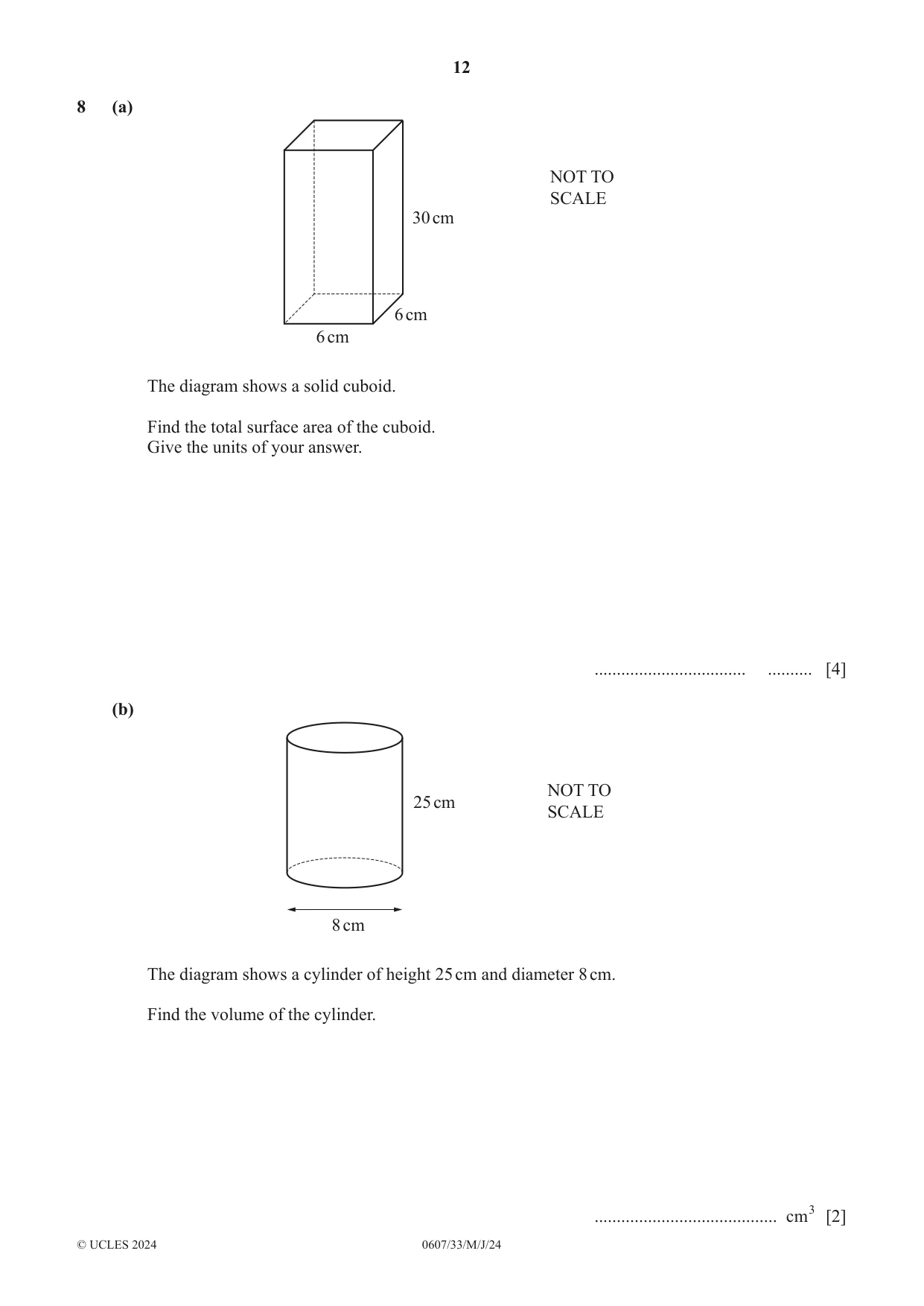 Cambridge IGCSE Mathematics - International 0607 2024 May/June Paper 3 · Variant 3 question paper, page 12 of 20