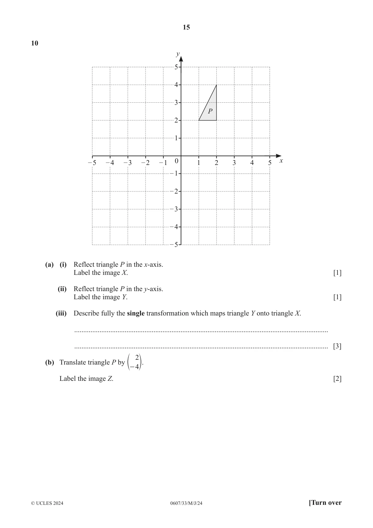 Cambridge IGCSE Mathematics - International 0607 2024 May/June Paper 3 · Variant 3 question paper, page 15 of 20
